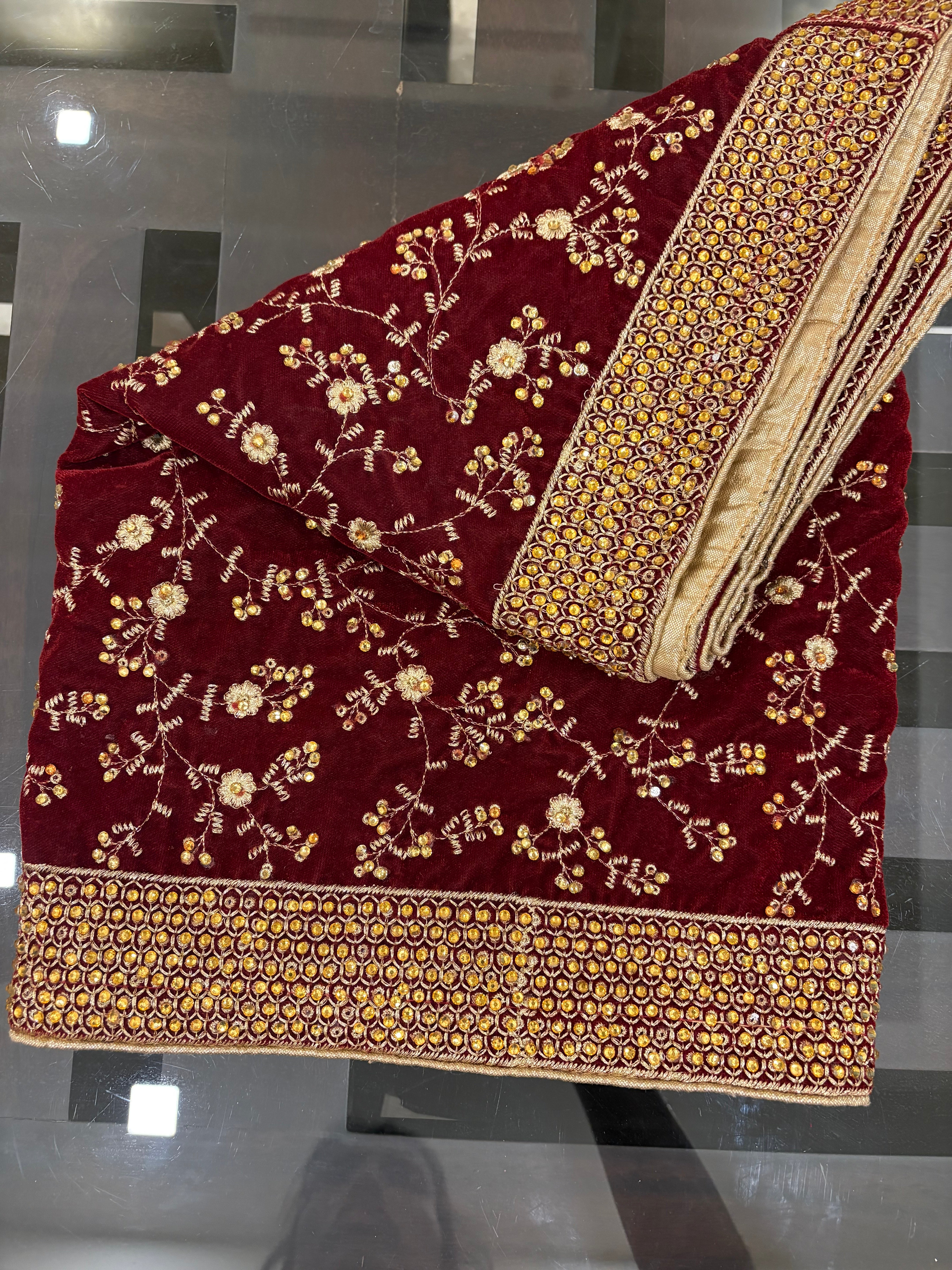 Maroon Embroidered Shawl / Dupatta For Traditional Men’s Wear (Sherwani) For Wedding Purpose, Festive Purpose, Reception, Marriage Anniversary