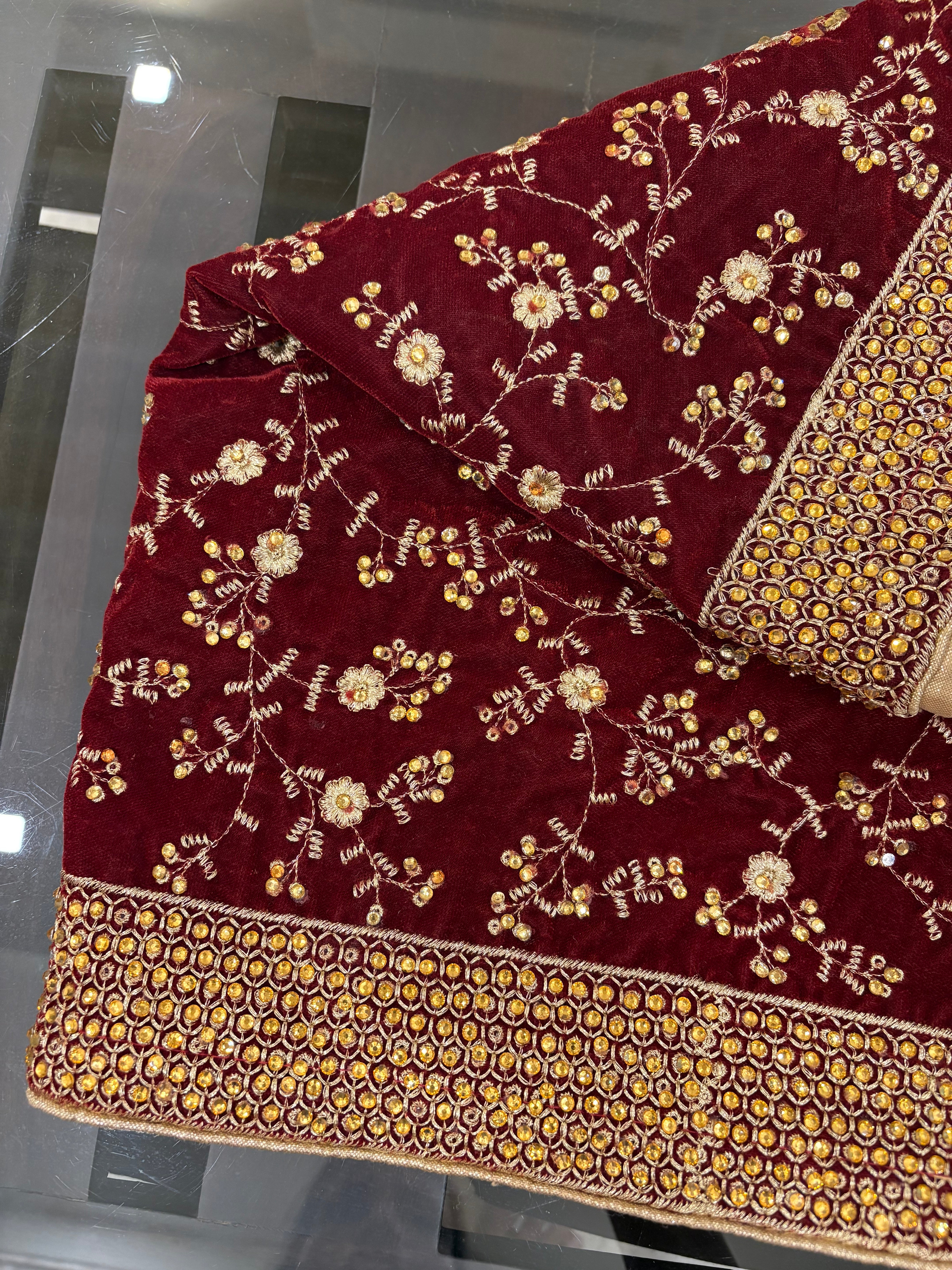 Maroon Embroidered Shawl / Dupatta For Traditional Men’s Wear (Sherwani) For Wedding Purpose, Festive Purpose, Reception, Marriage Anniversary