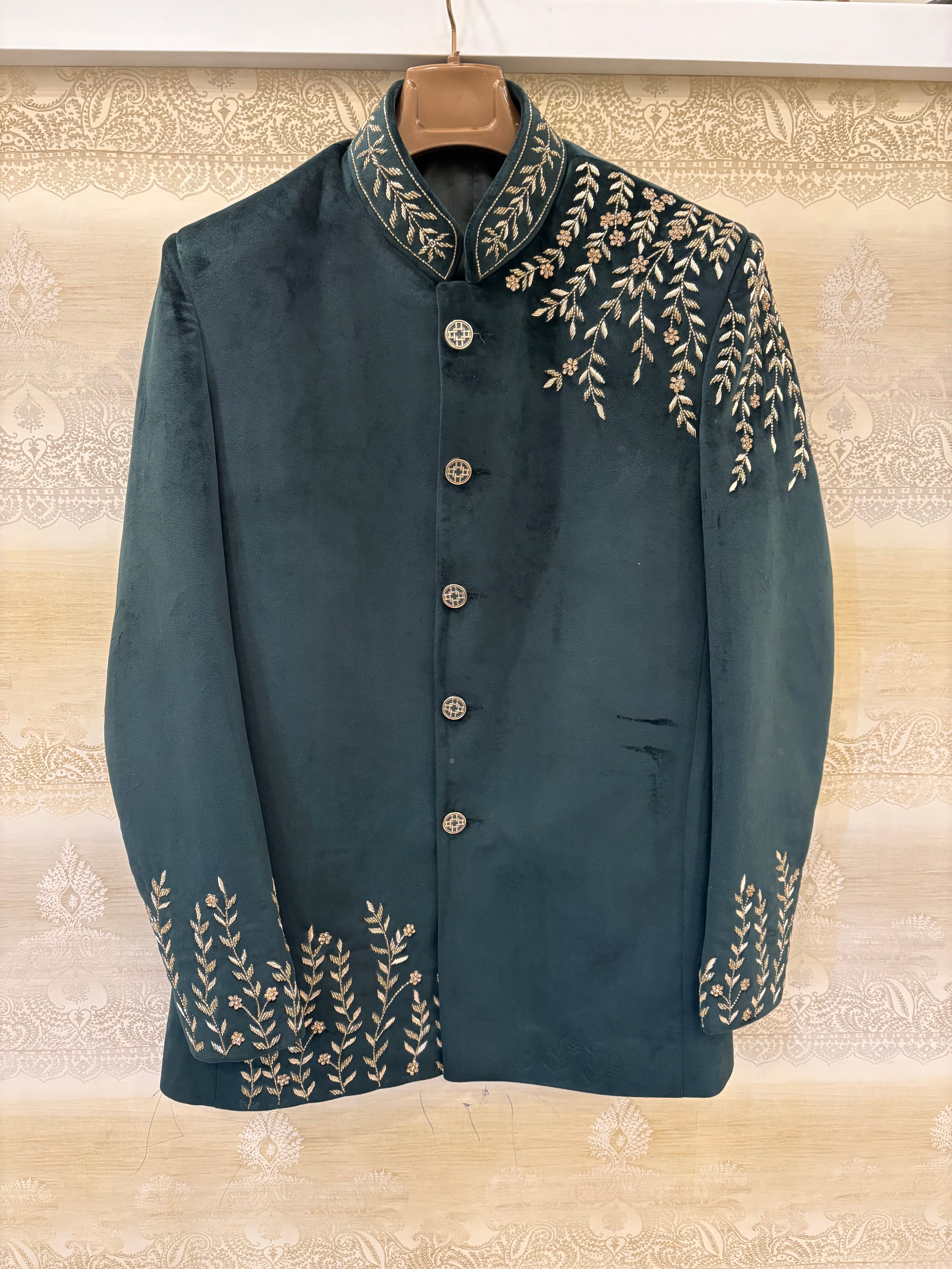 Jodhpuri Suit | Indowestern Coat With Handwork for men | Suede fabric nehru coat | Cocktail party outfit for groom and groomsmen