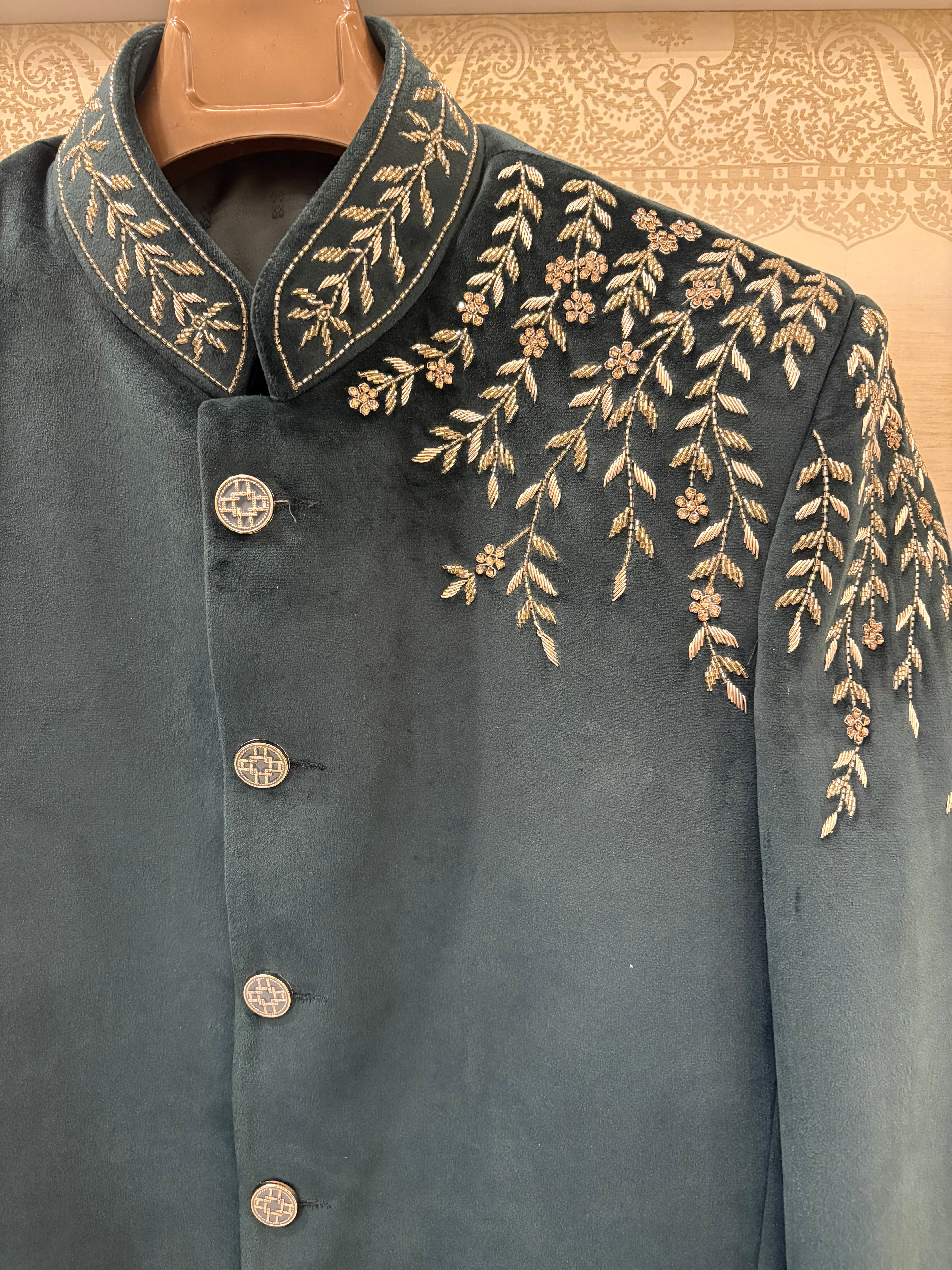 Jodhpuri Suit | Indowestern Coat With Handwork for men | Suede fabric nehru coat | Cocktail party outfit for groom and groomsmen