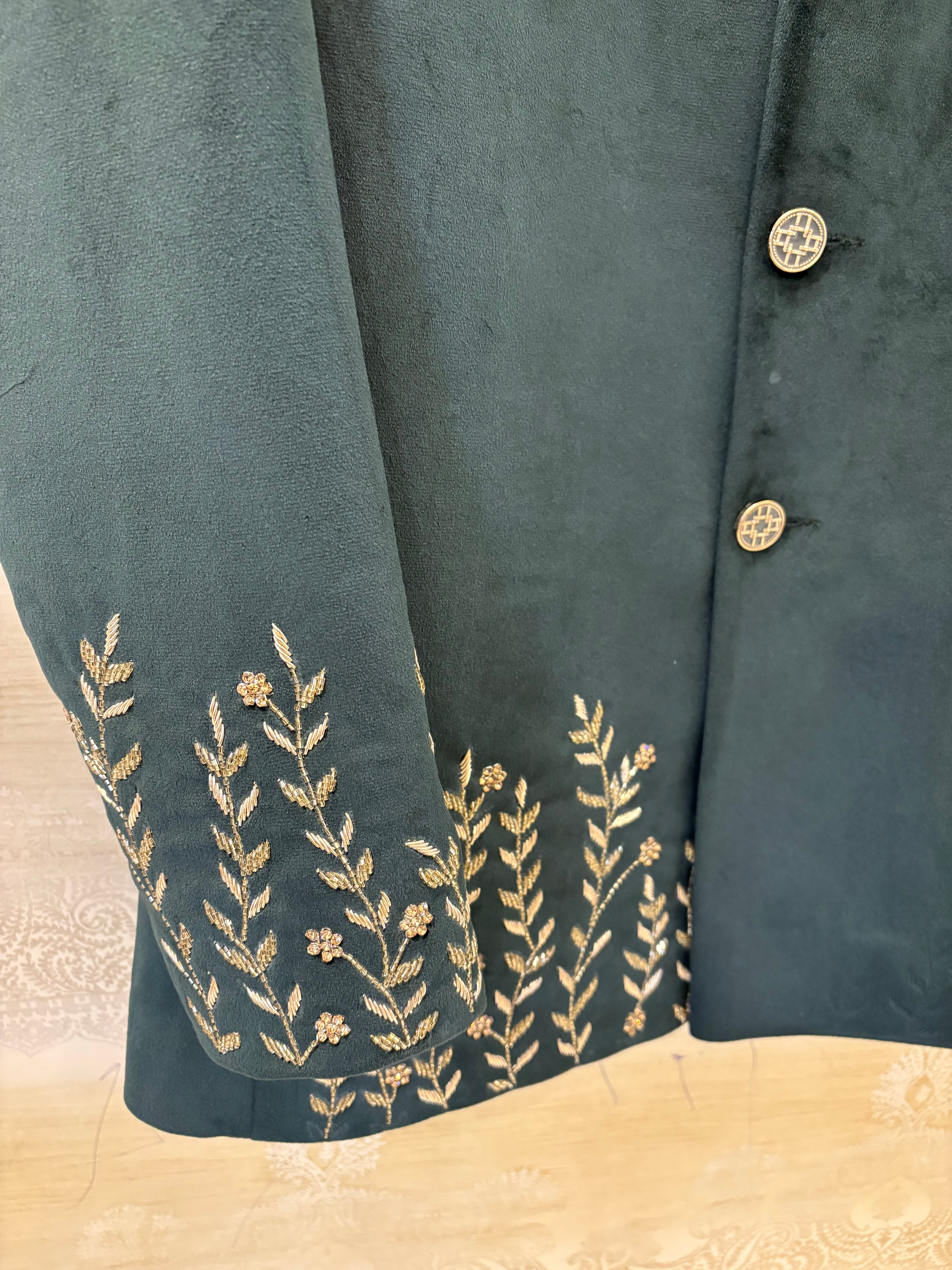 Jodhpuri Suit | Indowestern Coat With Handwork for men | Suede fabric nehru coat | Cocktail party outfit for groom and groomsmen