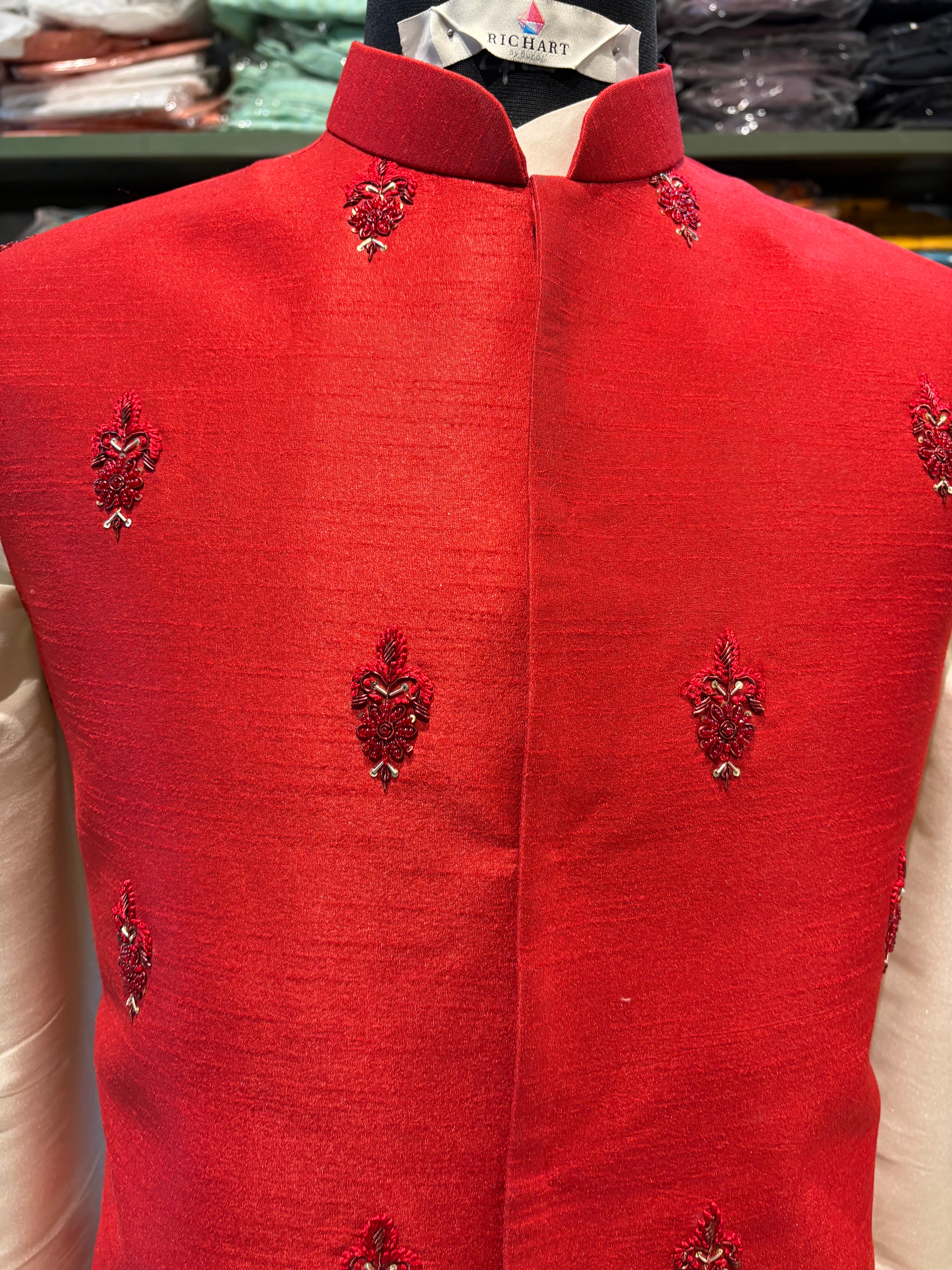 Handwork Nehru Jacket with kurta pyjama set For Men | Modi Jacket 3 piece set | Indian wedding wear outfits | waistcoat | kurta pant with jacket