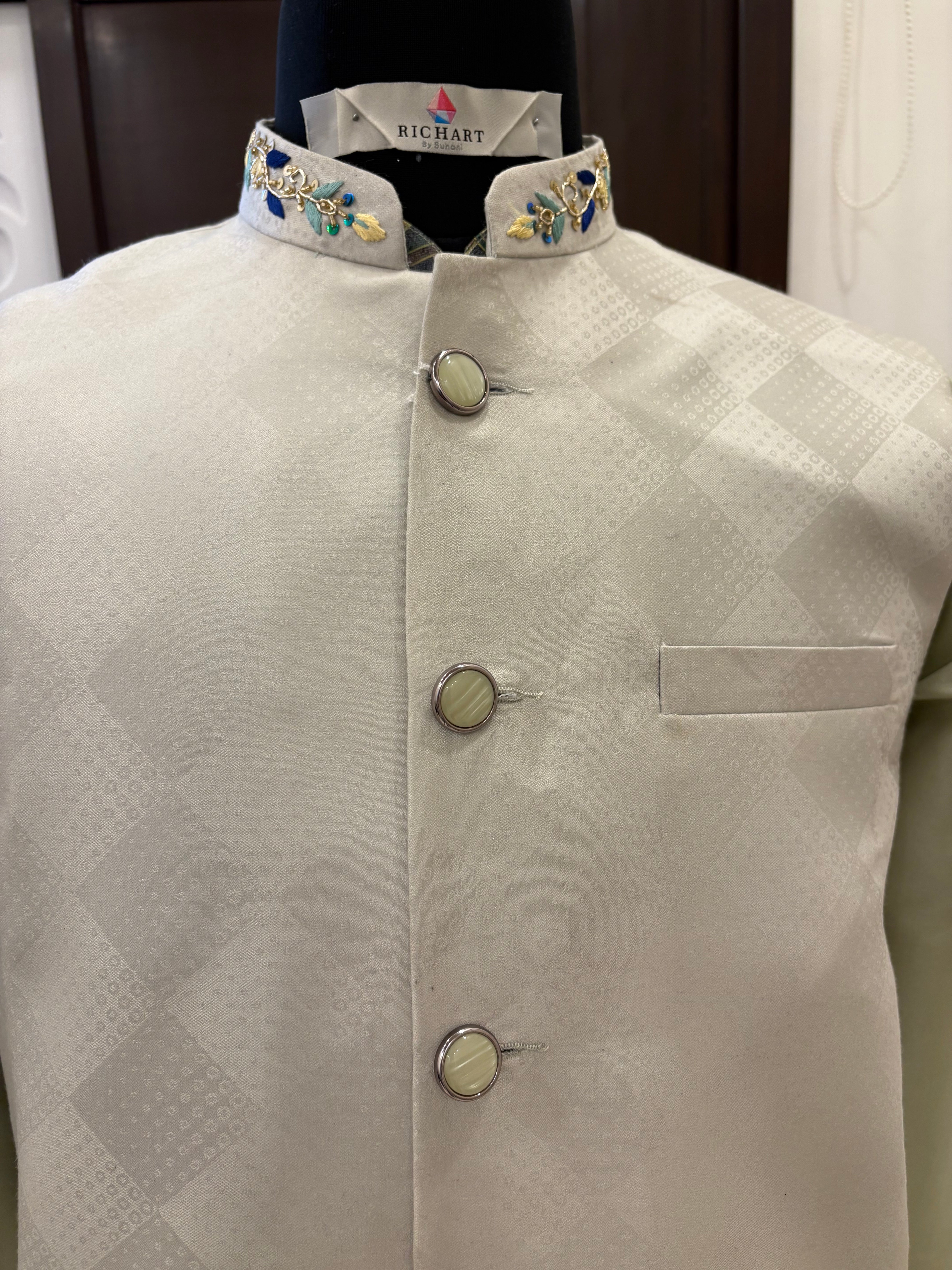Handwork Nehru Jacket with kurta pyjama set For Men | Modi Jacket 3 piece set | Indian wedding wear outfits | waistcoat | kurta pant with jacket