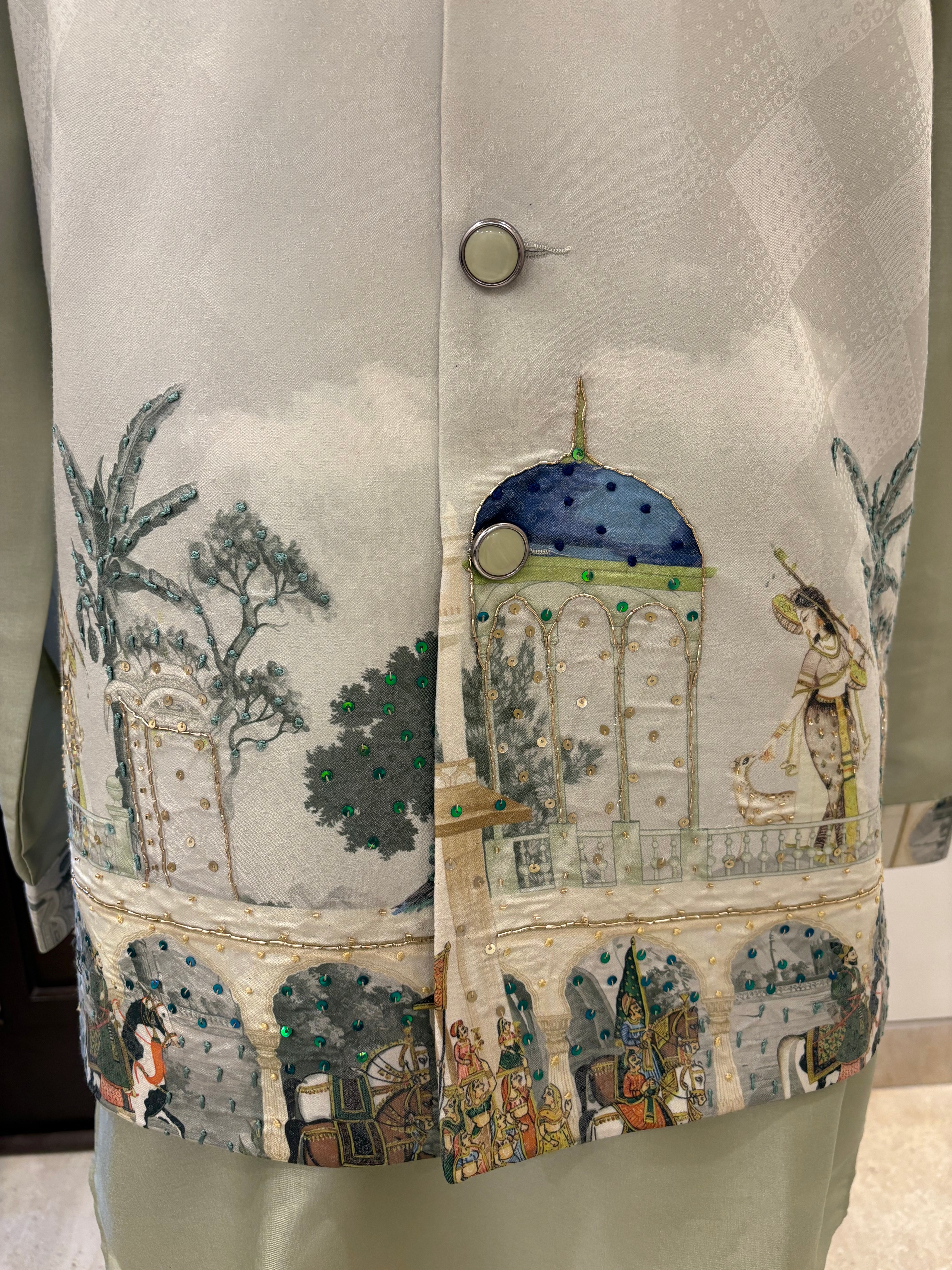 Handwork Nehru Jacket with kurta pyjama set For Men | Modi Jacket 3 piece set | Indian wedding wear outfits | waistcoat | kurta pant with jacket