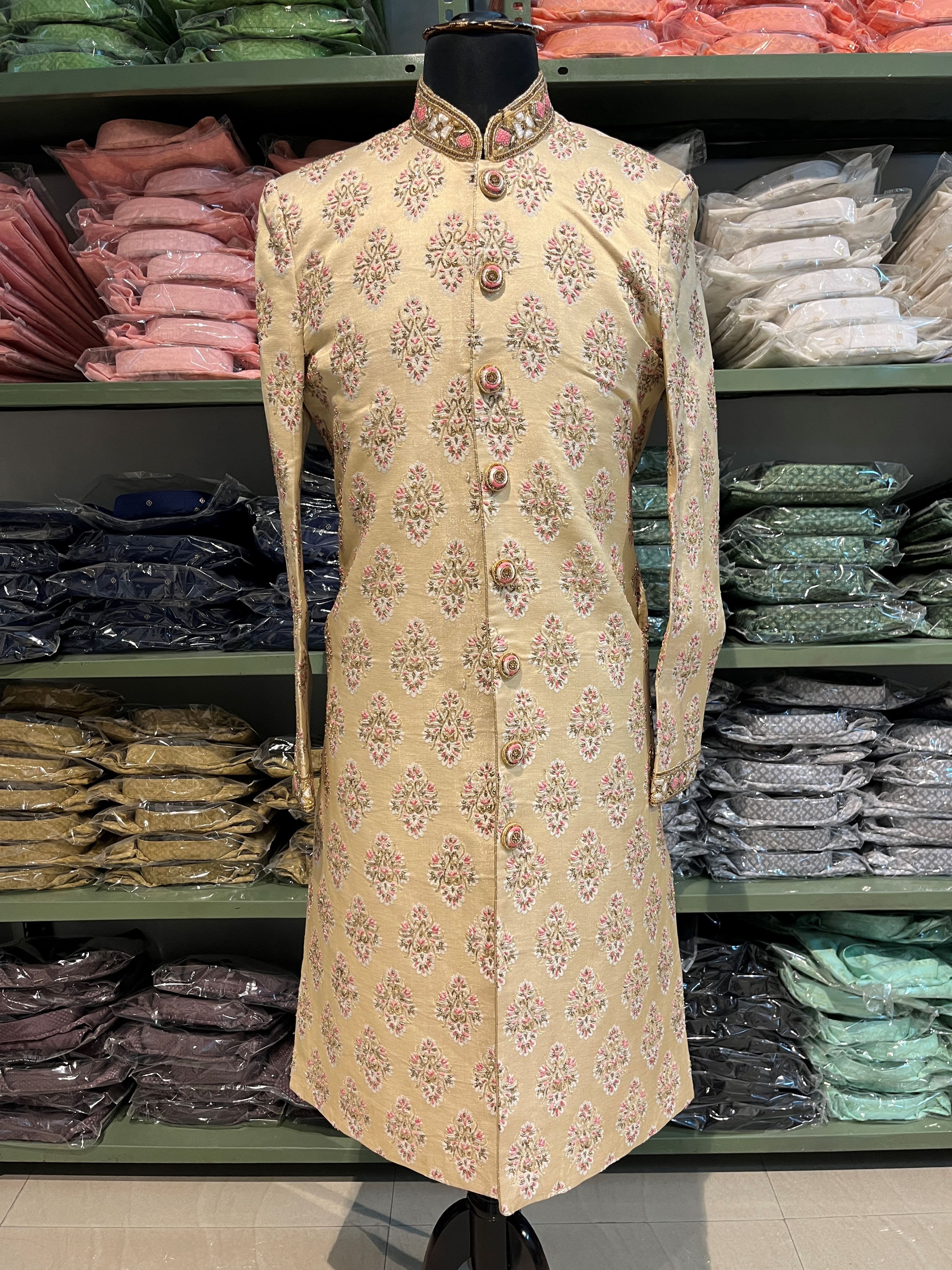 golden sherwani for men