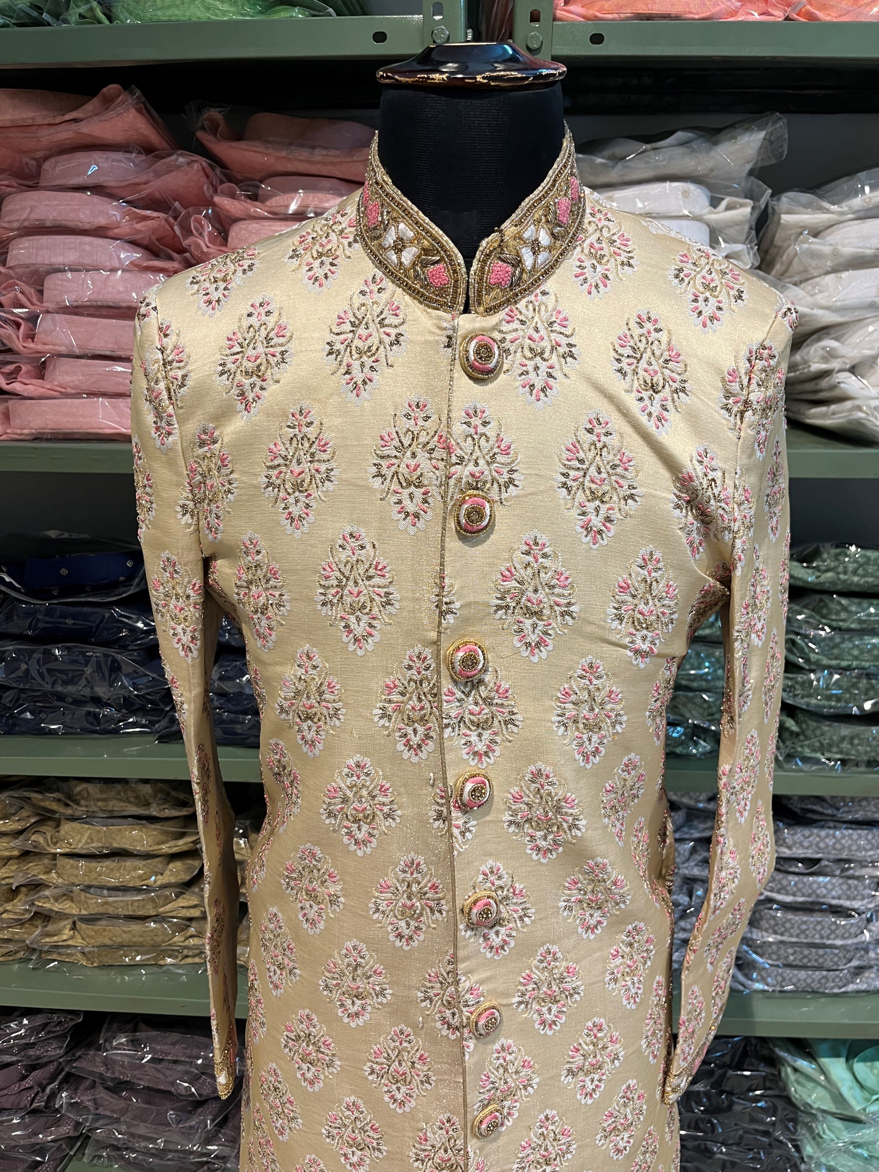 golden sherwani for men