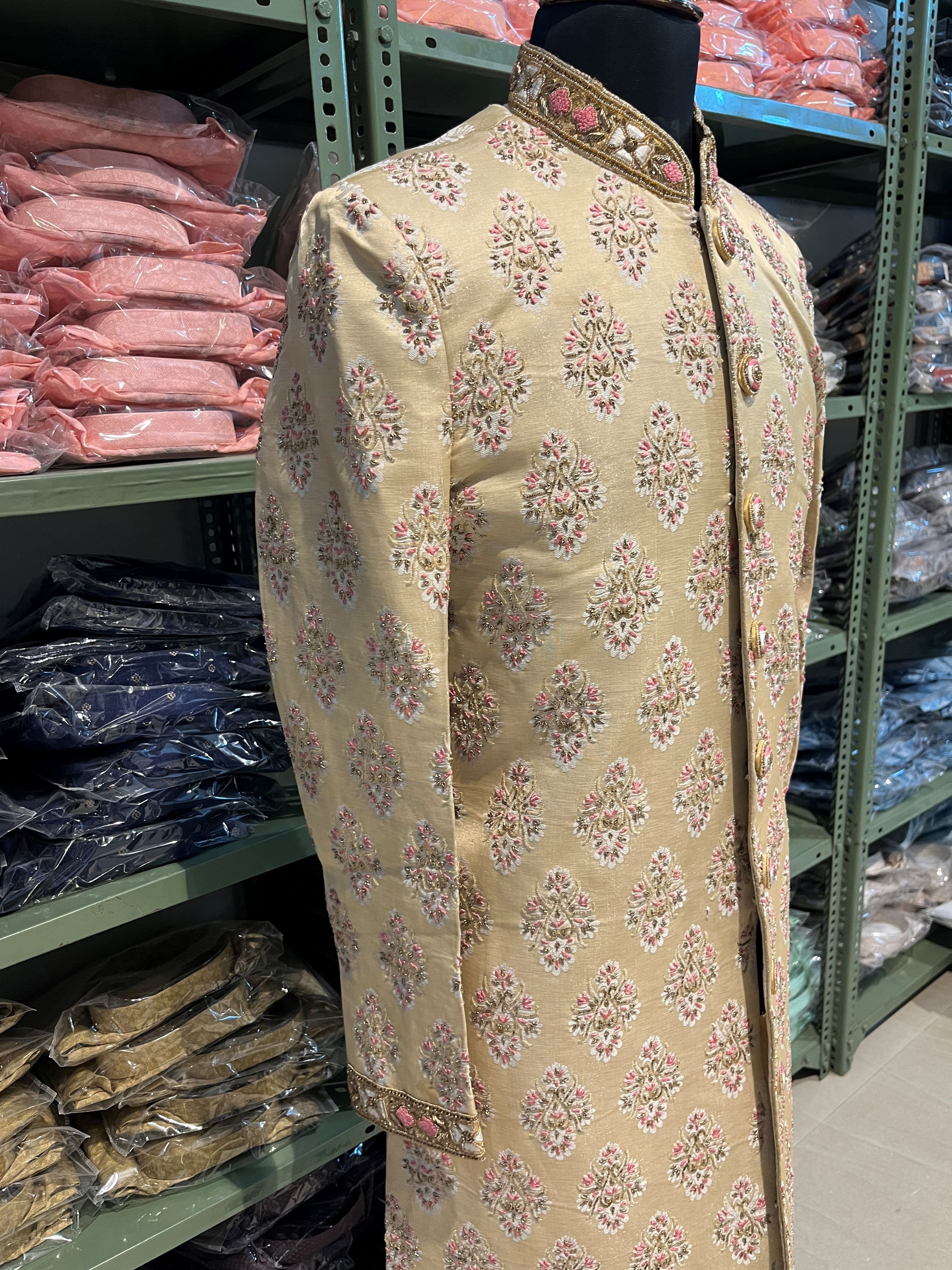 golden sherwani for men