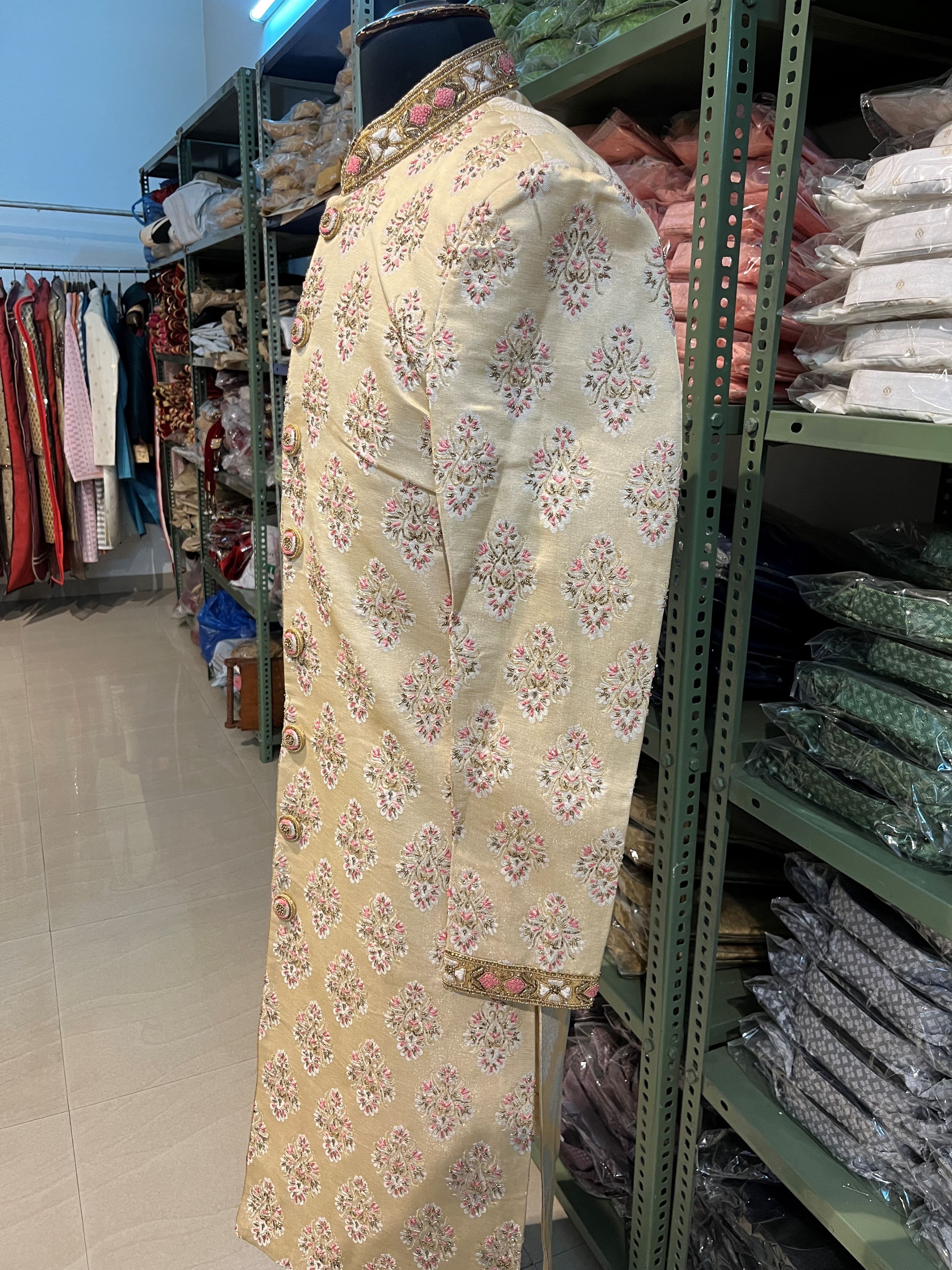 golden sherwani for men