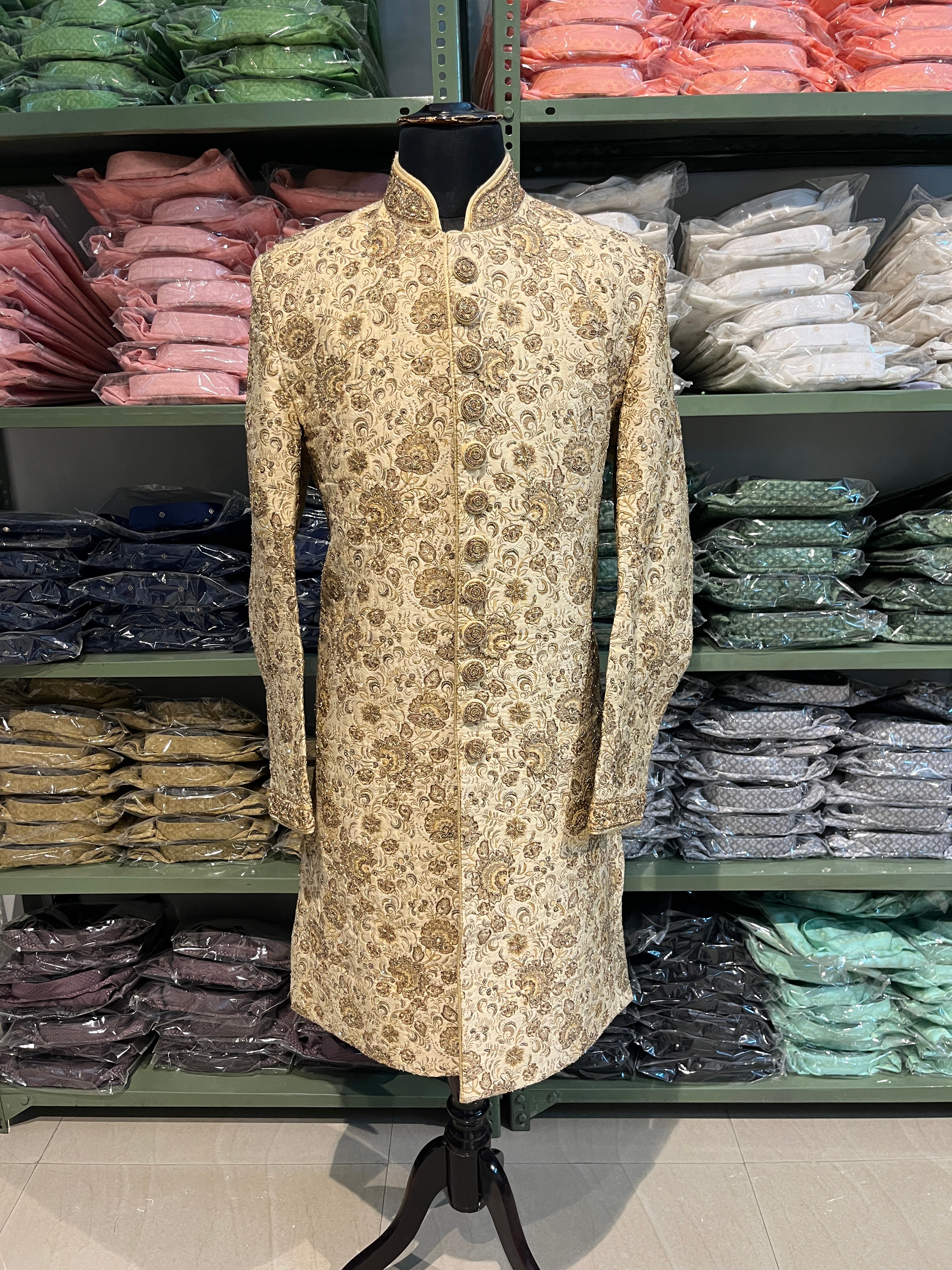 golden sherwani for men