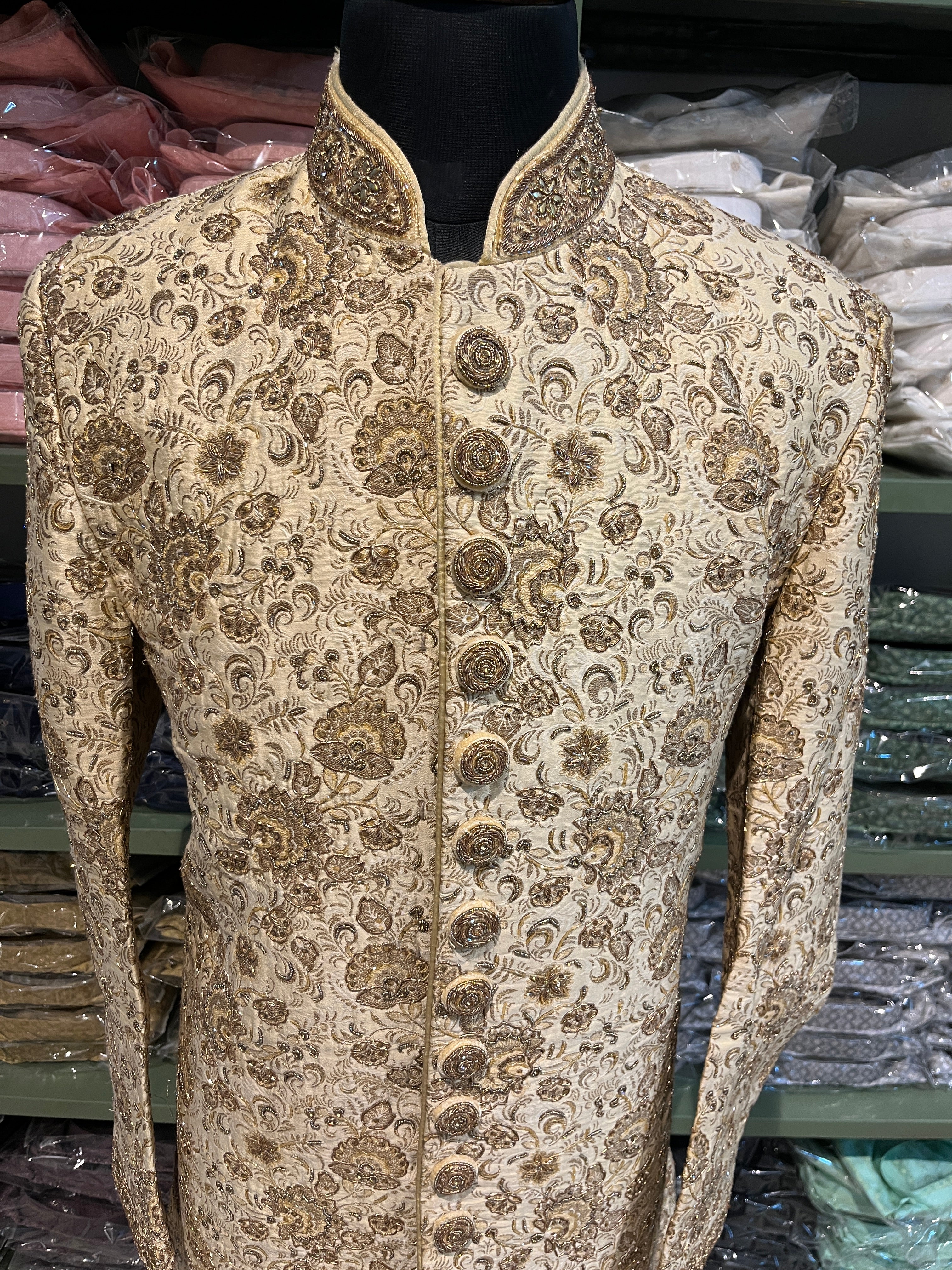 golden sherwani for men