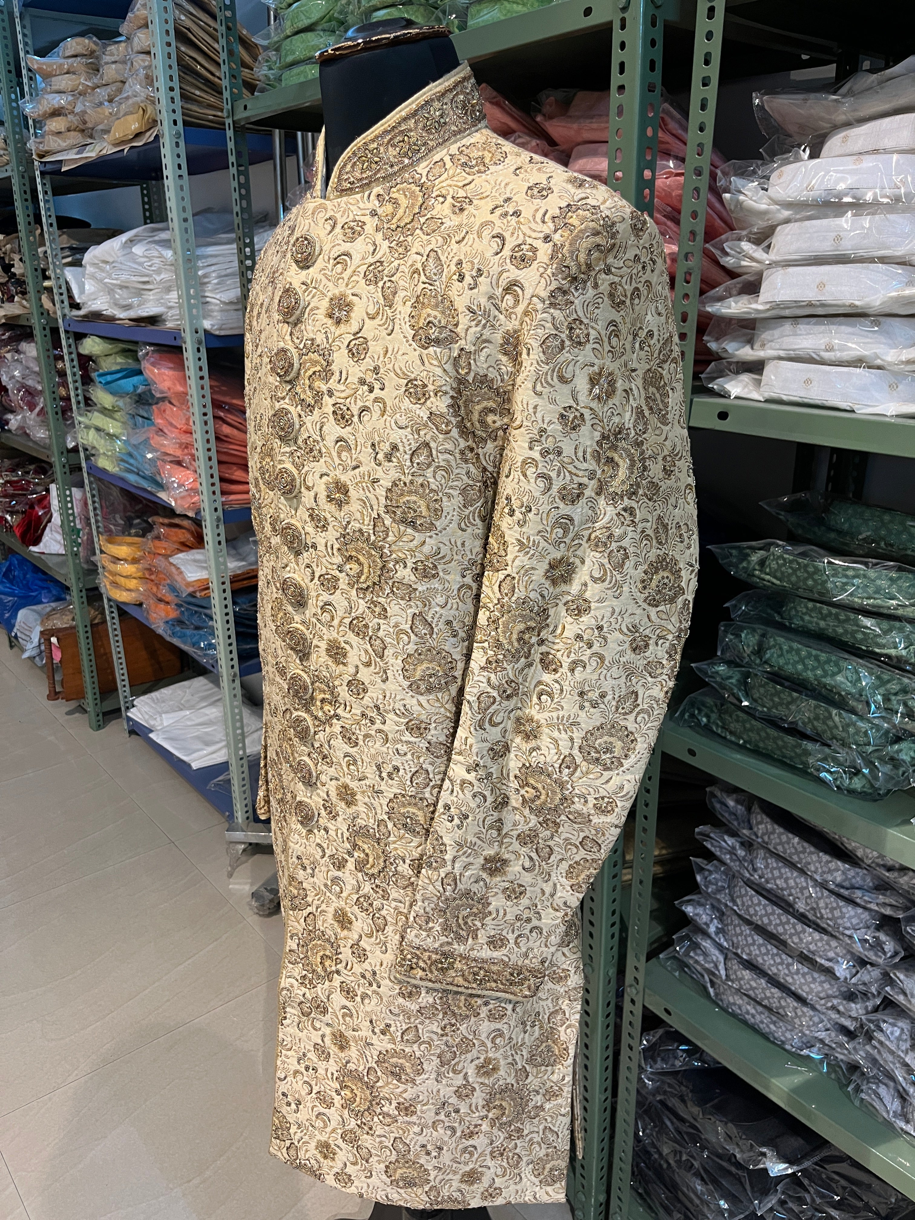 golden sherwani for men