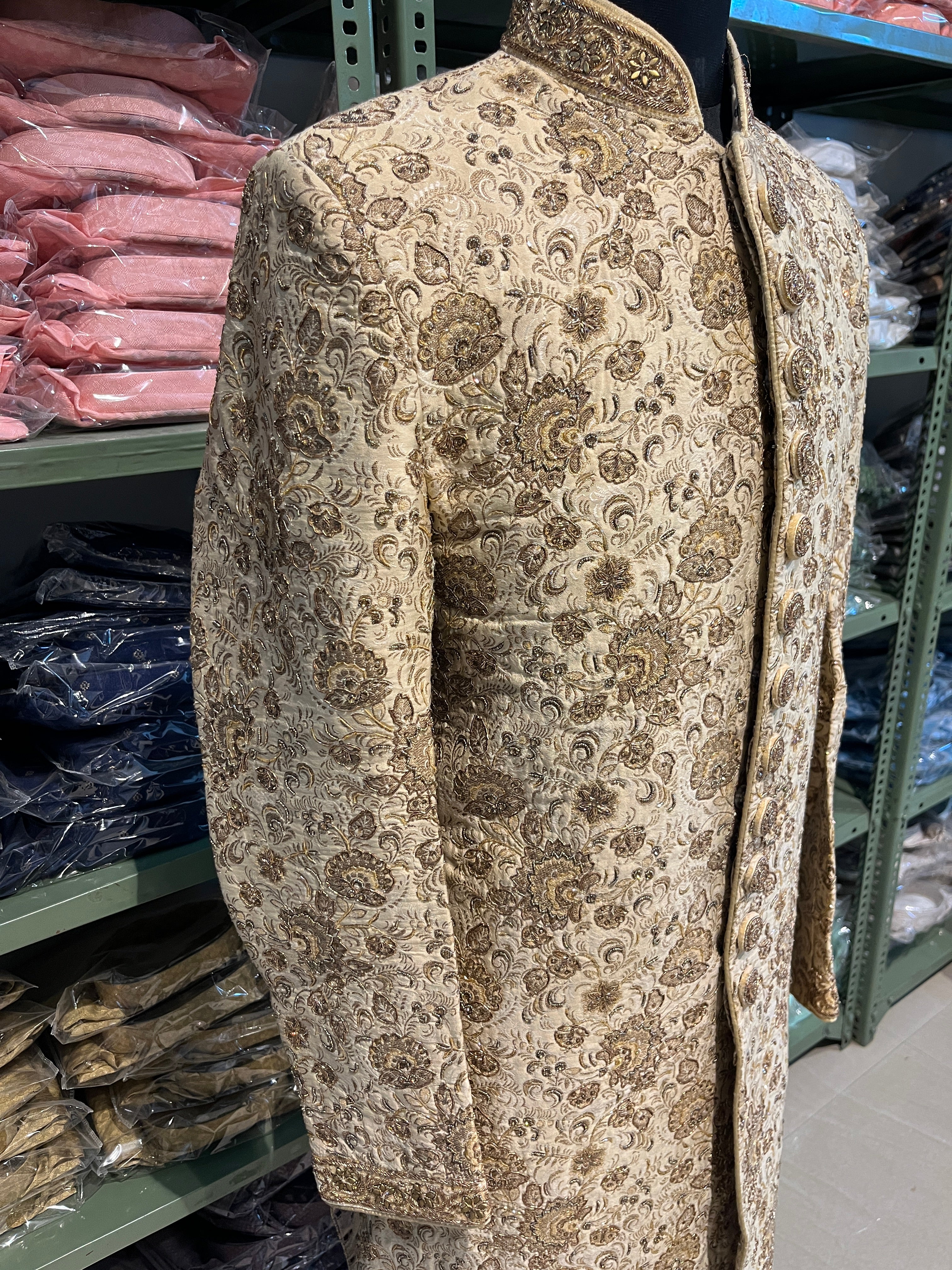 golden sherwani for men