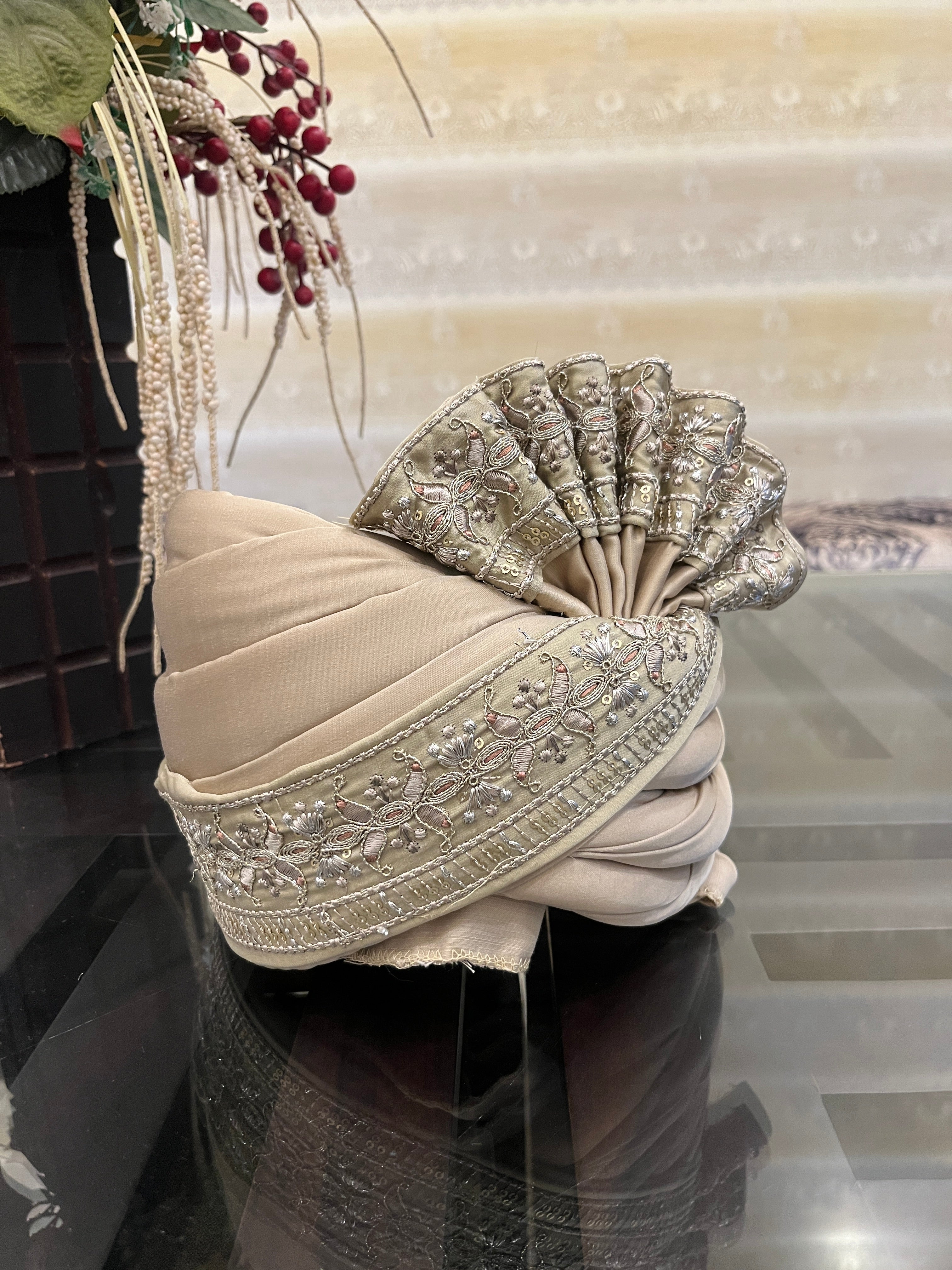 White Stitched Handwork Border Safa/turban/pagri/pheta | Pheta (Turban Safa) For Men For Wedding/marriage And Traditional Function