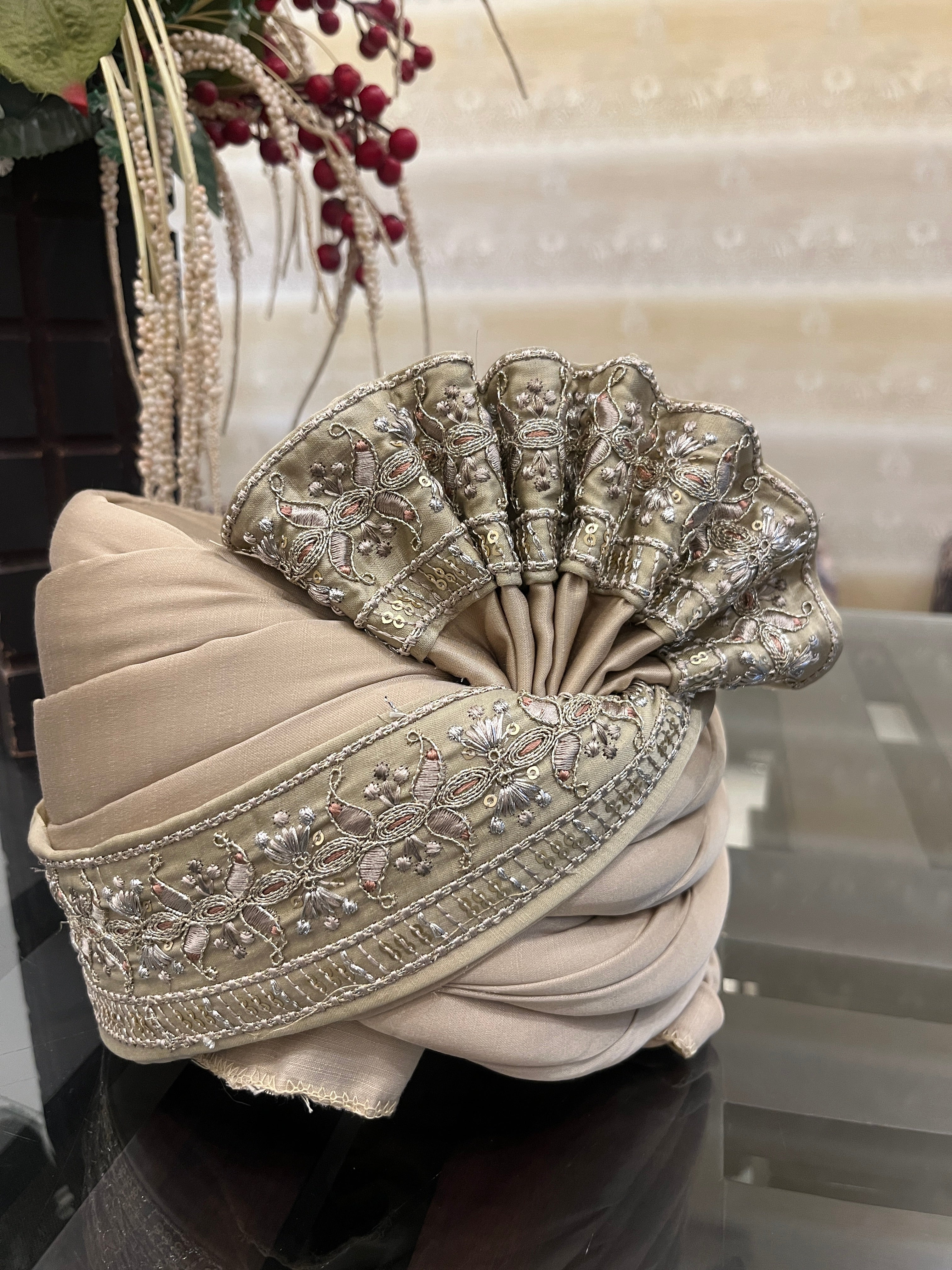 White Stitched Handwork Border Safa/turban/pagri/pheta | Pheta (Turban Safa) For Men For Wedding/marriage And Traditional Function