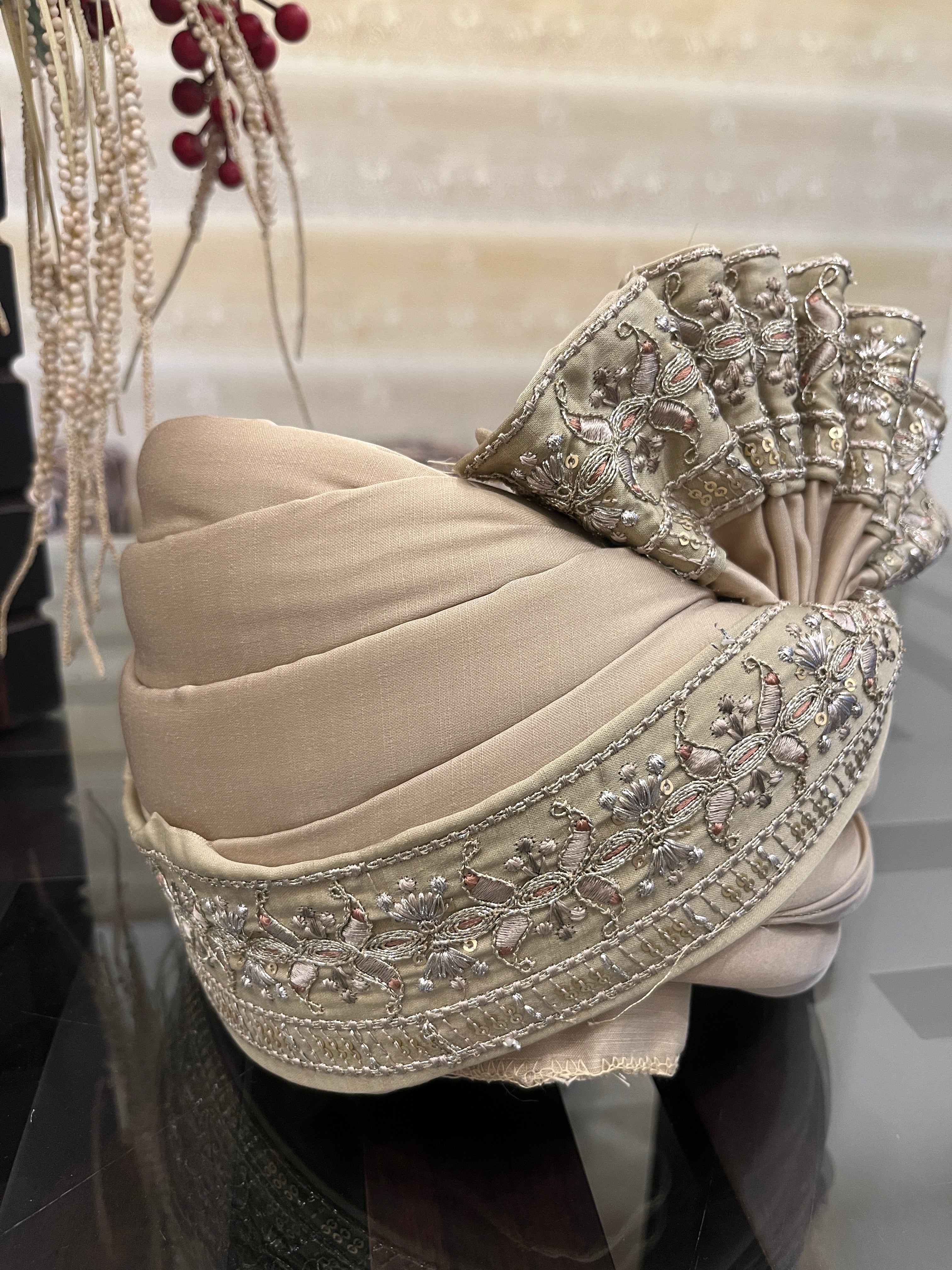 White Stitched Handwork Border Safa/turban/pagri/pheta | Pheta (Turban Safa) For Men For Wedding/marriage And Traditional Function