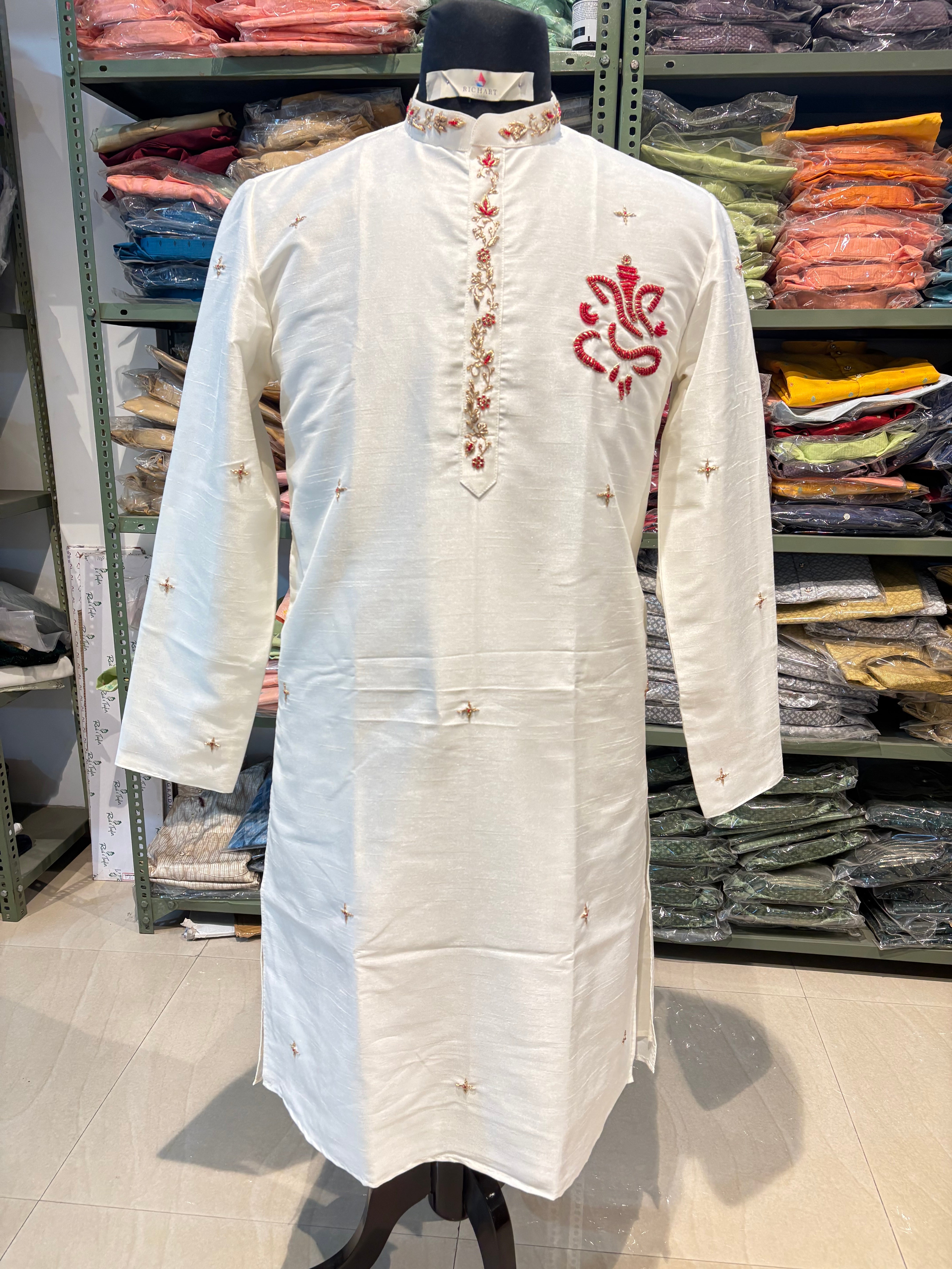 Silk Handwork Mens Kurta & Pants Set | Festive Outfit for men | Wedding wear for men | kurta for groom or groomsmen