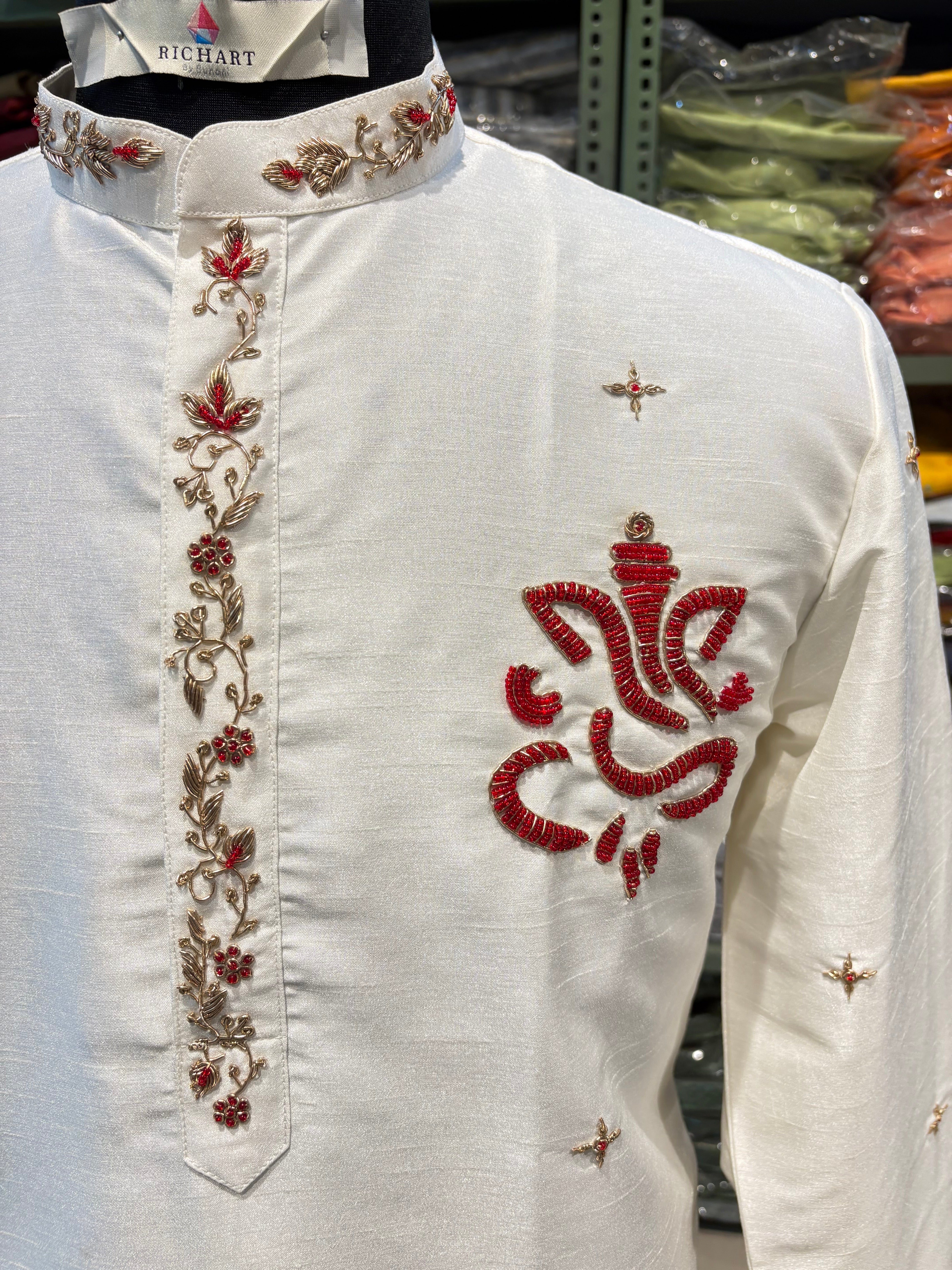 Silk Handwork Mens Kurta & Pants Set | Festive Outfit for men | Wedding wear for men | kurta for groom or groomsmen