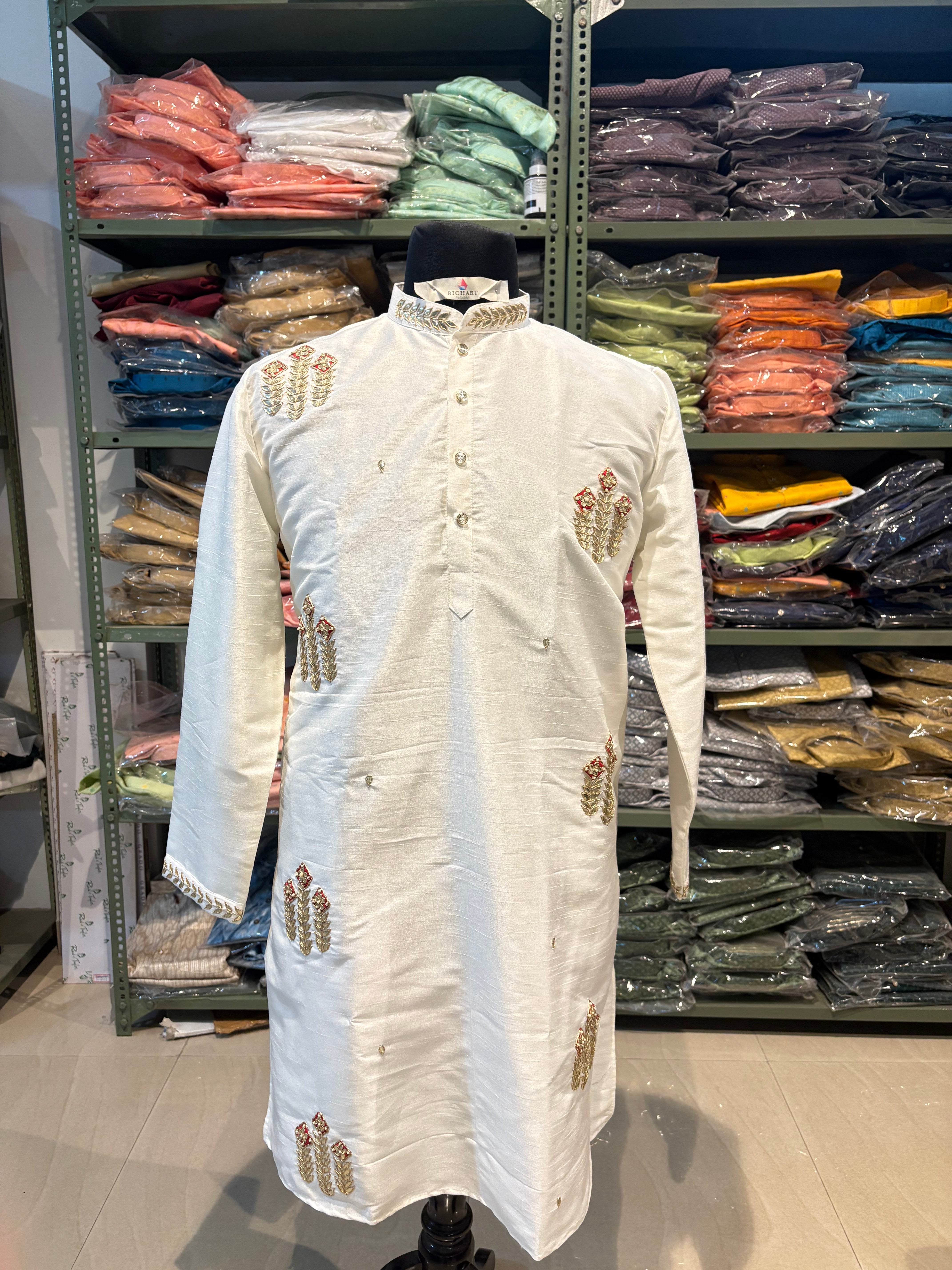 Handwork Thread Mens Kurta & Pants Set | Festive Outfit for men | Groom or Groomsmen outfit