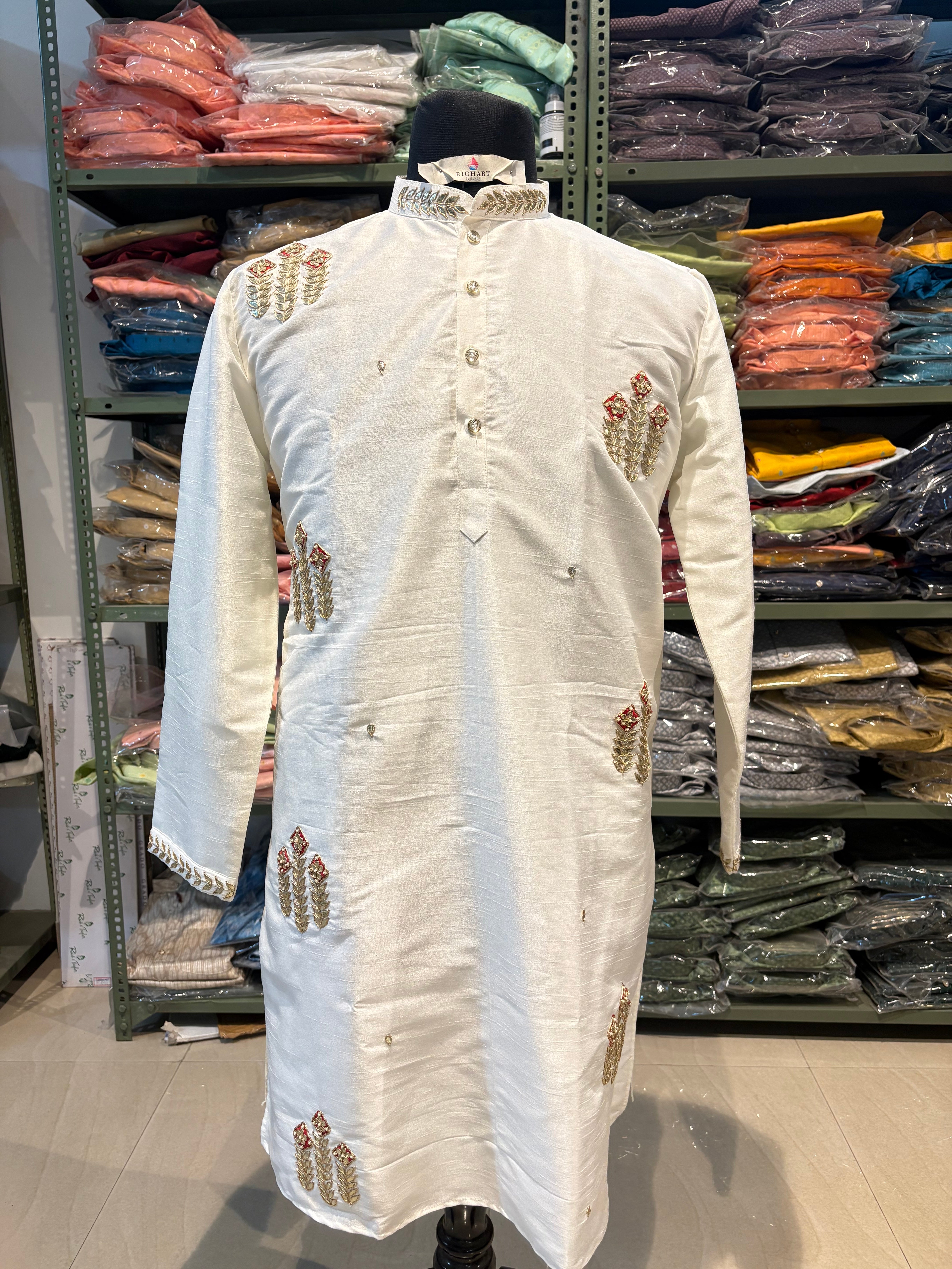 Handwork Thread Mens Kurta & Pants Set | Festive Outfit for men | Groom or Groomsmen outfit