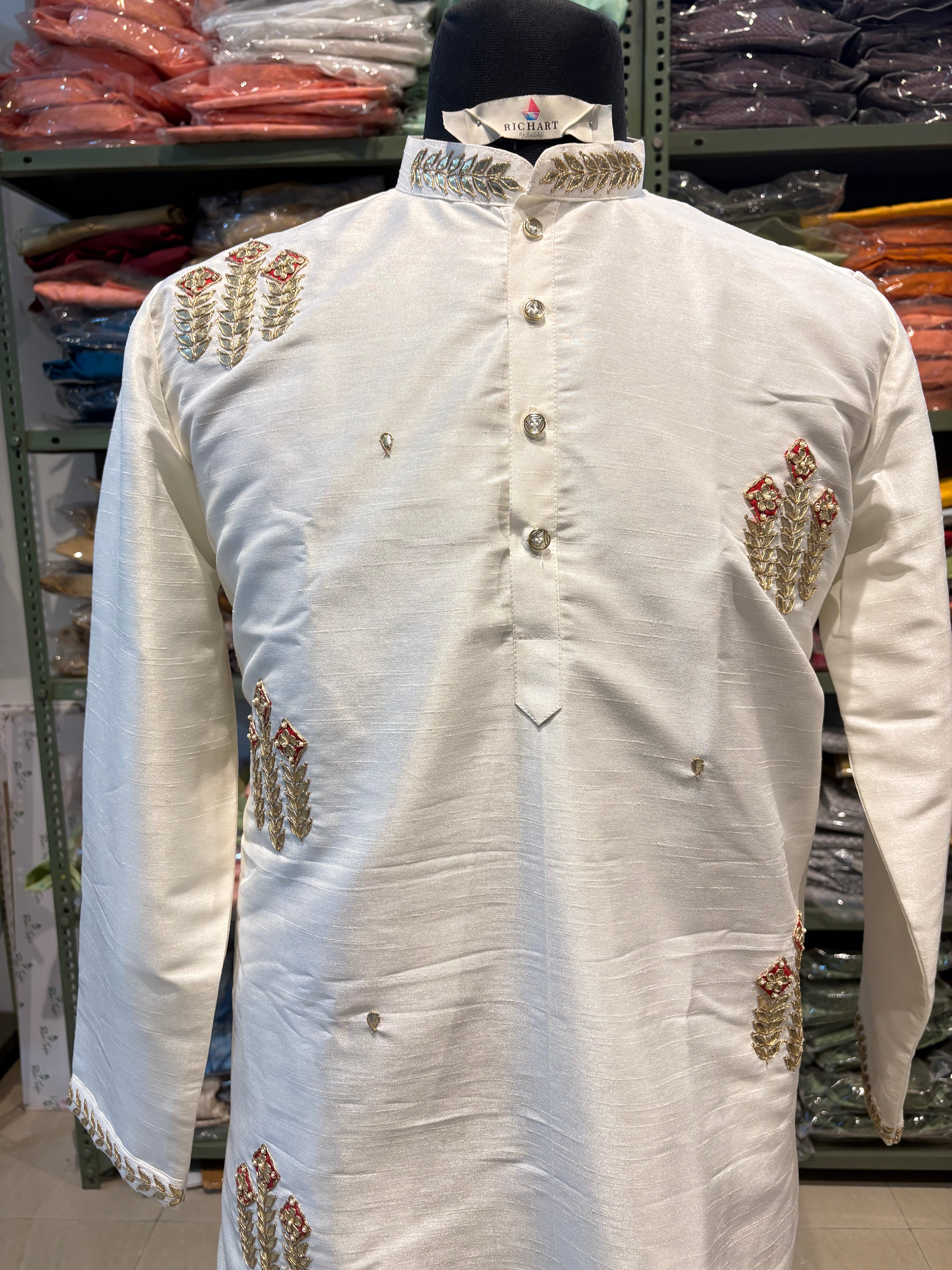Handwork Thread Mens Kurta & Pants Set | Festive Outfit for men | Groom or Groomsmen outfit