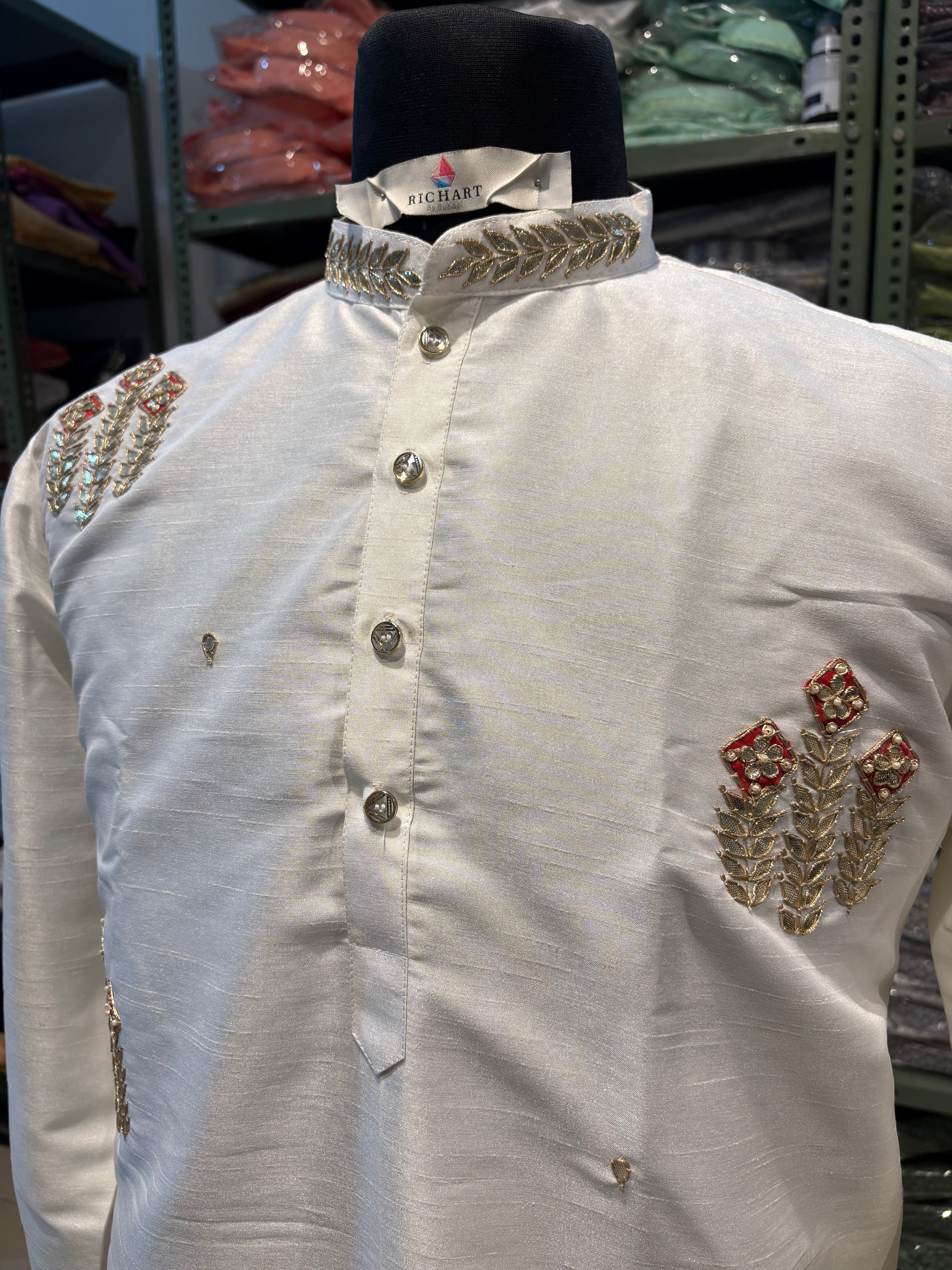 Handwork Thread Mens Kurta & Pants Set | Festive Outfit for men | Groom or Groomsmen outfit