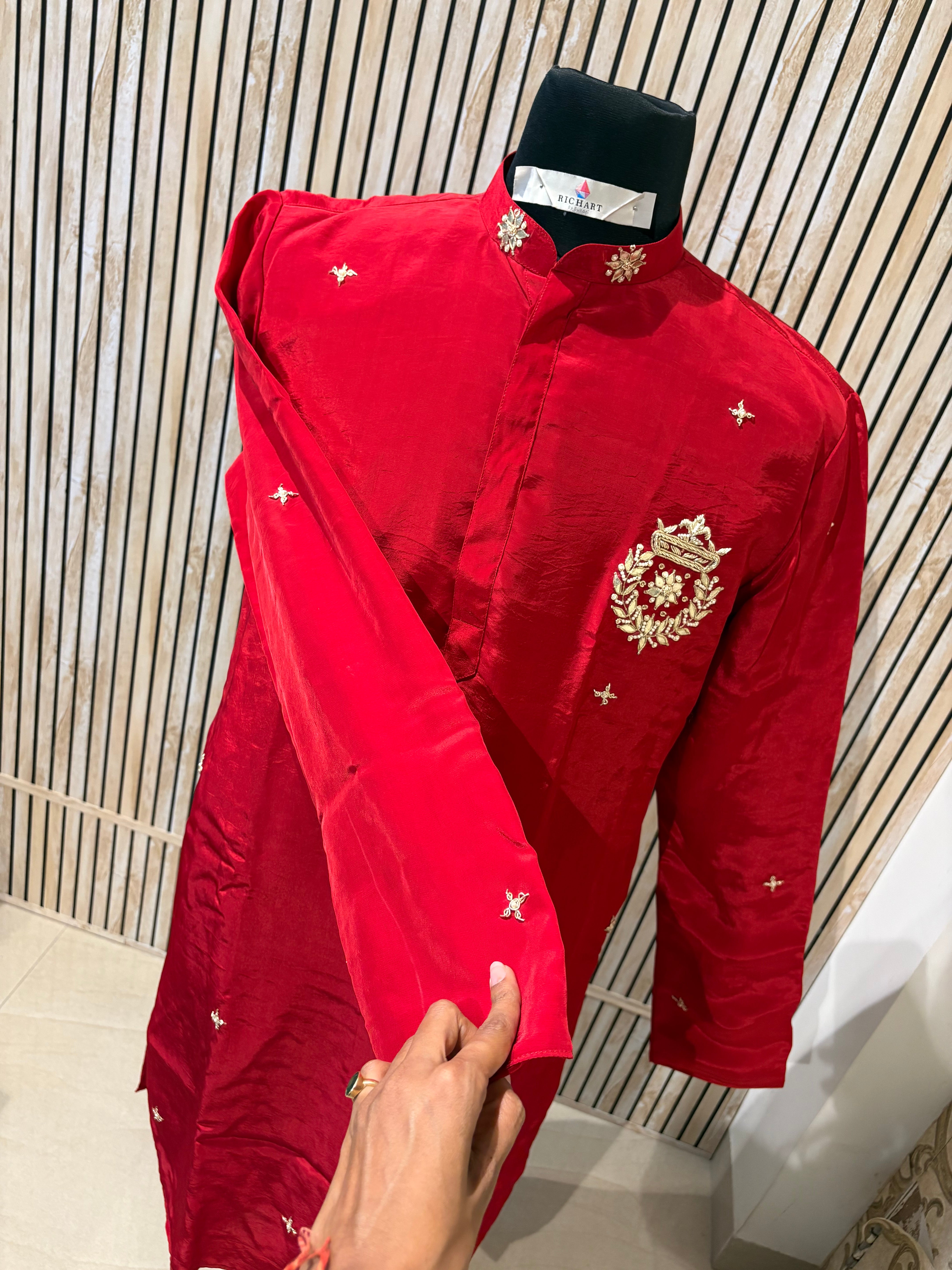 Handwork Thread Mens Kurta & Pants Set | Festive Outfit for men | Groom or Groomsmen outfit