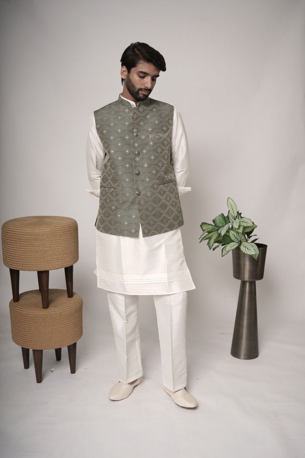 Mens Nehru Jacket | Brocade Silk Nehru Jacket for wedding and festive Functions