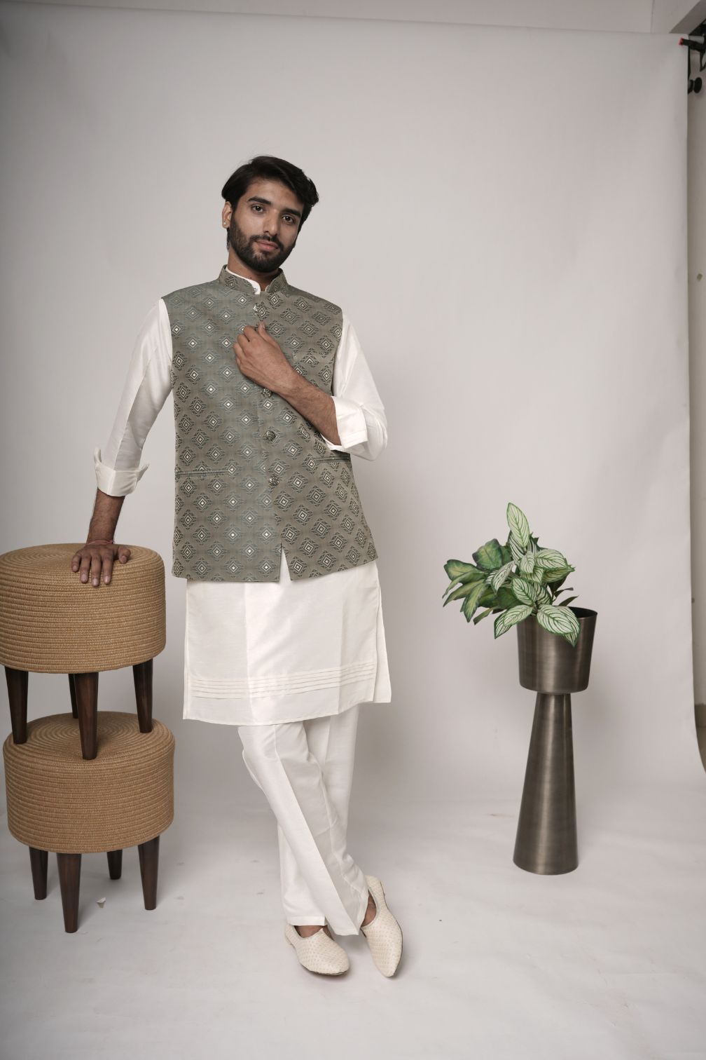Mens Nehru Jacket | Brocade Silk Nehru Jacket for wedding and festive Functions