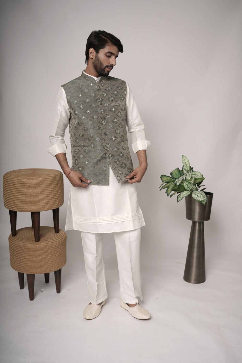 Mens Nehru Jacket | Brocade Silk Nehru Jacket for wedding and festive Functions