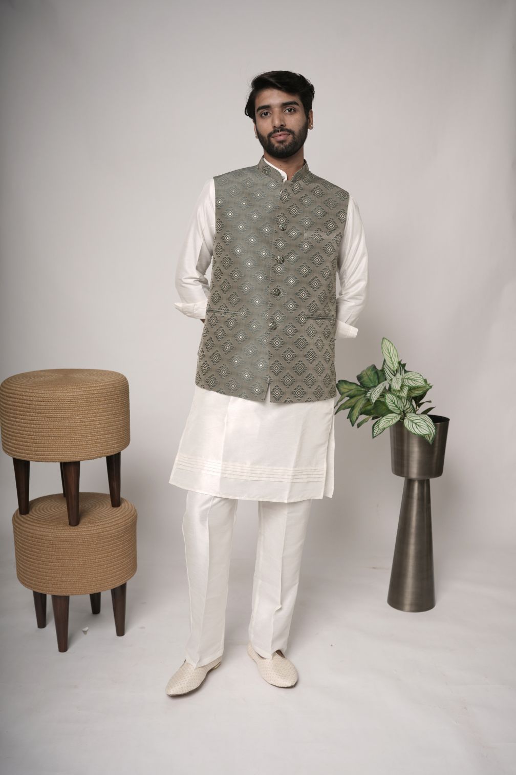 Mens Nehru Jacket | Brocade Silk Nehru Jacket for wedding and festive Functions