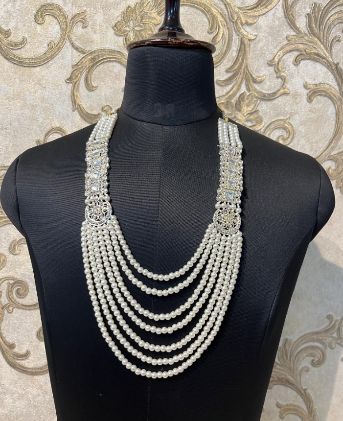 Men's Pearls And Long Mala For Men Wedding Traditional | Groom/ Dulha Necklace For Sherwani