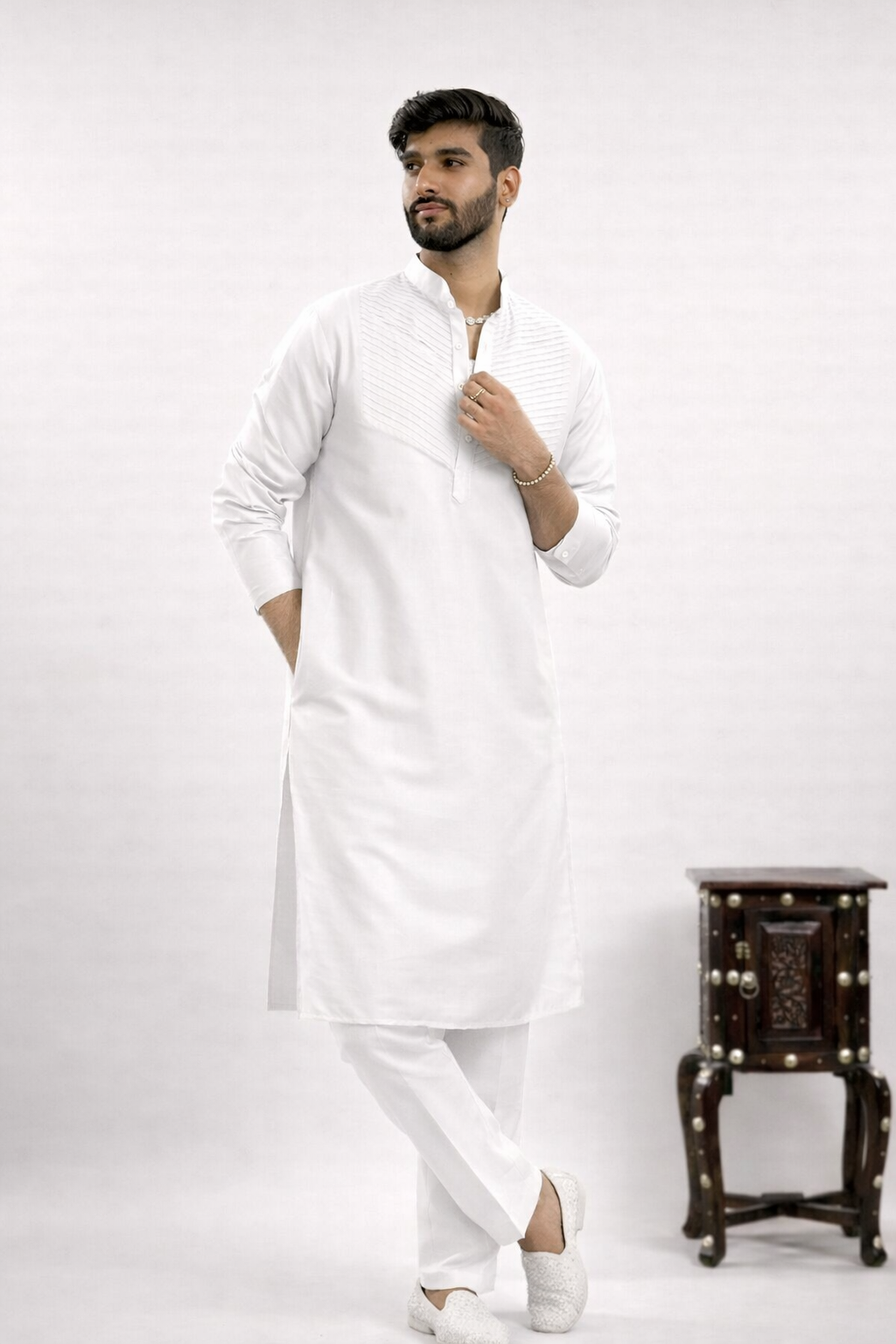 Men's Silk handwork Kurta & pants Set | groom or groomsmen wear | festive kurta
