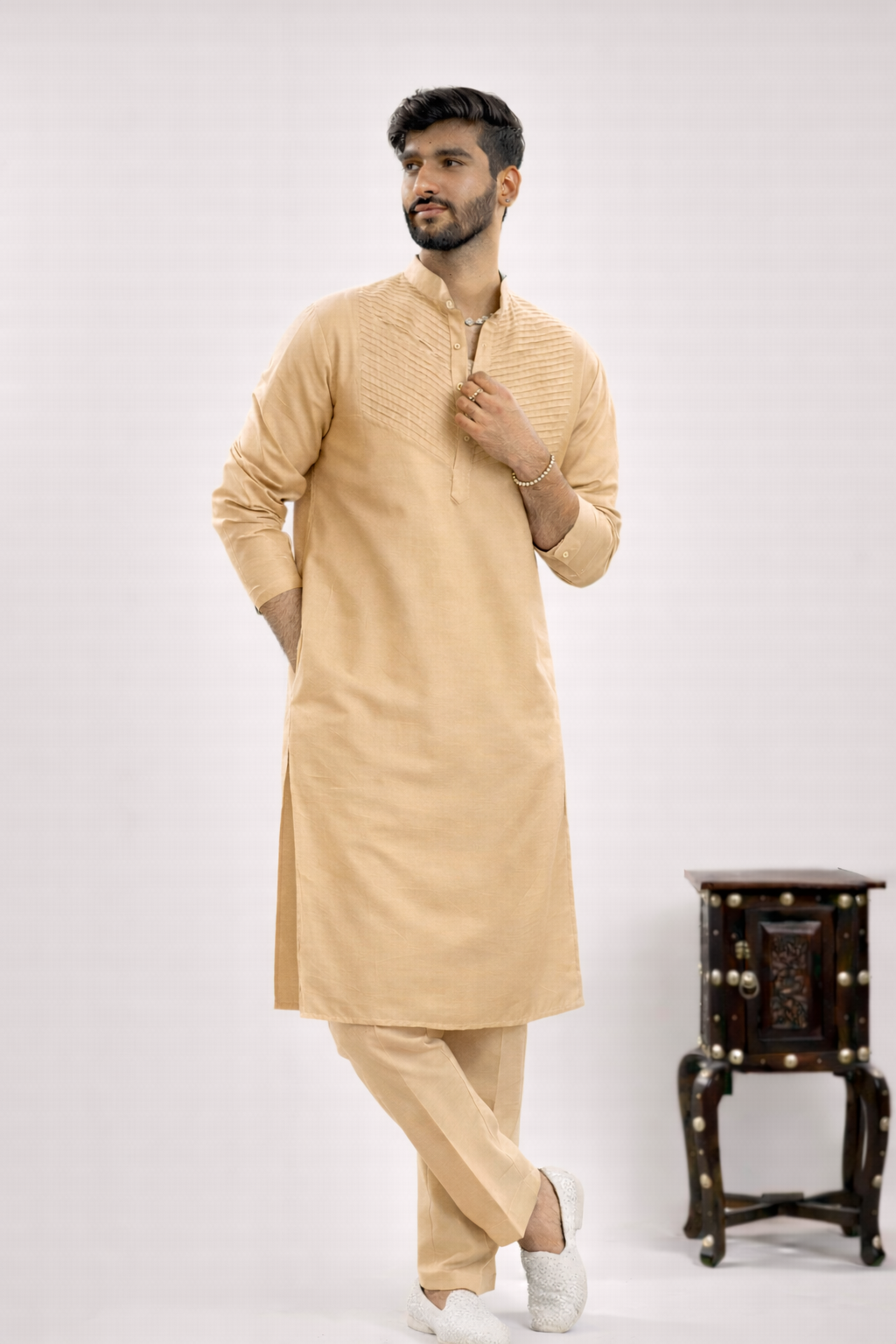 Men's Silk handwork Kurta & pants Set | groom or groomsmen wear | festive kurta