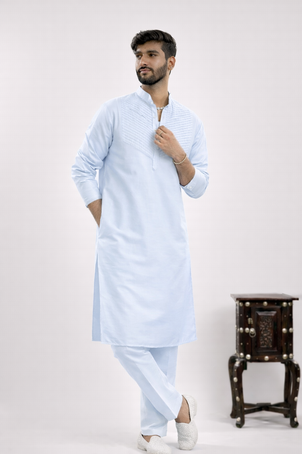 Men's Silk handwork Kurta & pants Set | groom or groomsmen wear | festive kurta