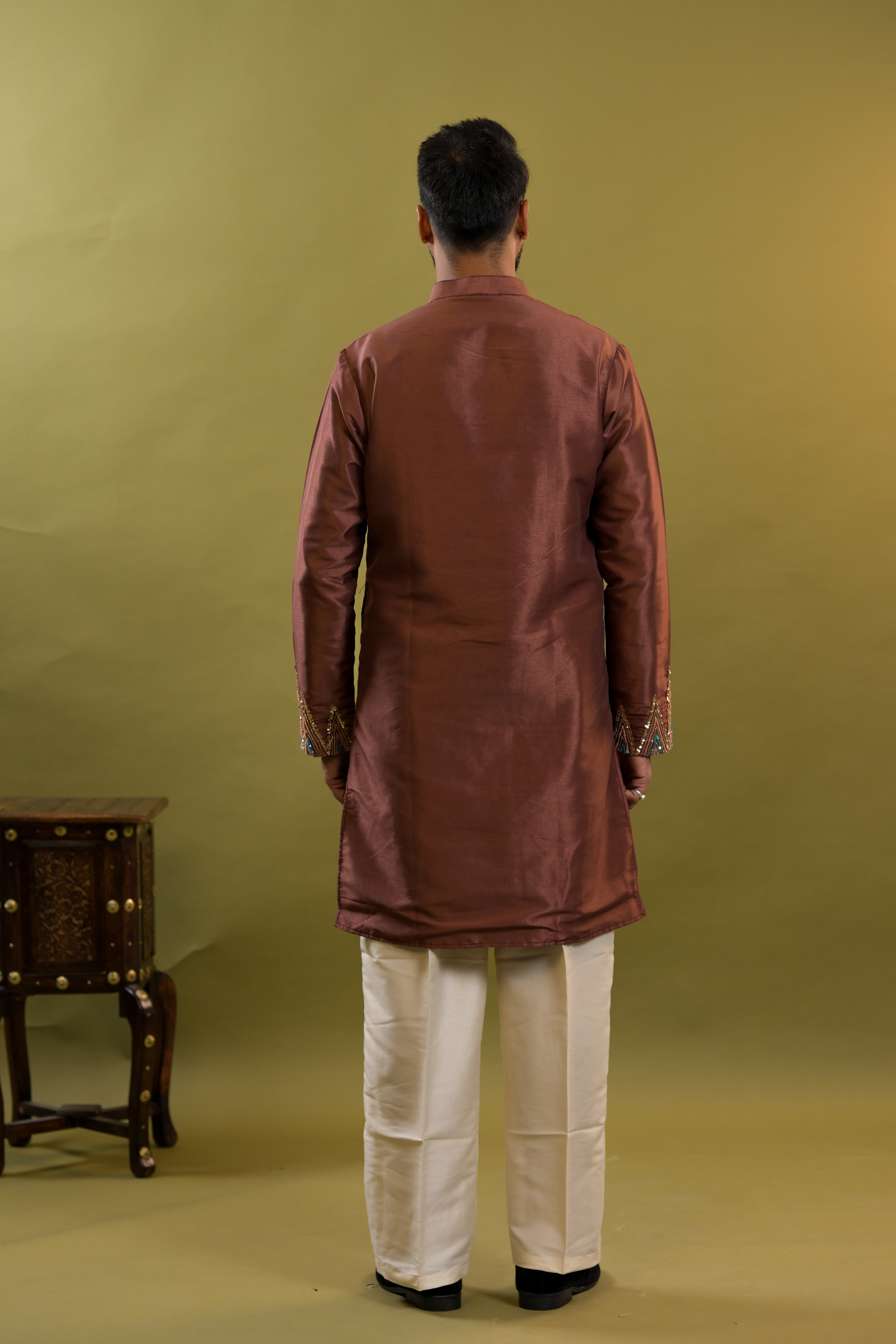 Silk Handwork Mens Kurta & Pants Set | Festive Outfit for men | Wedding wear for men | kurta for groom or groomsmen
