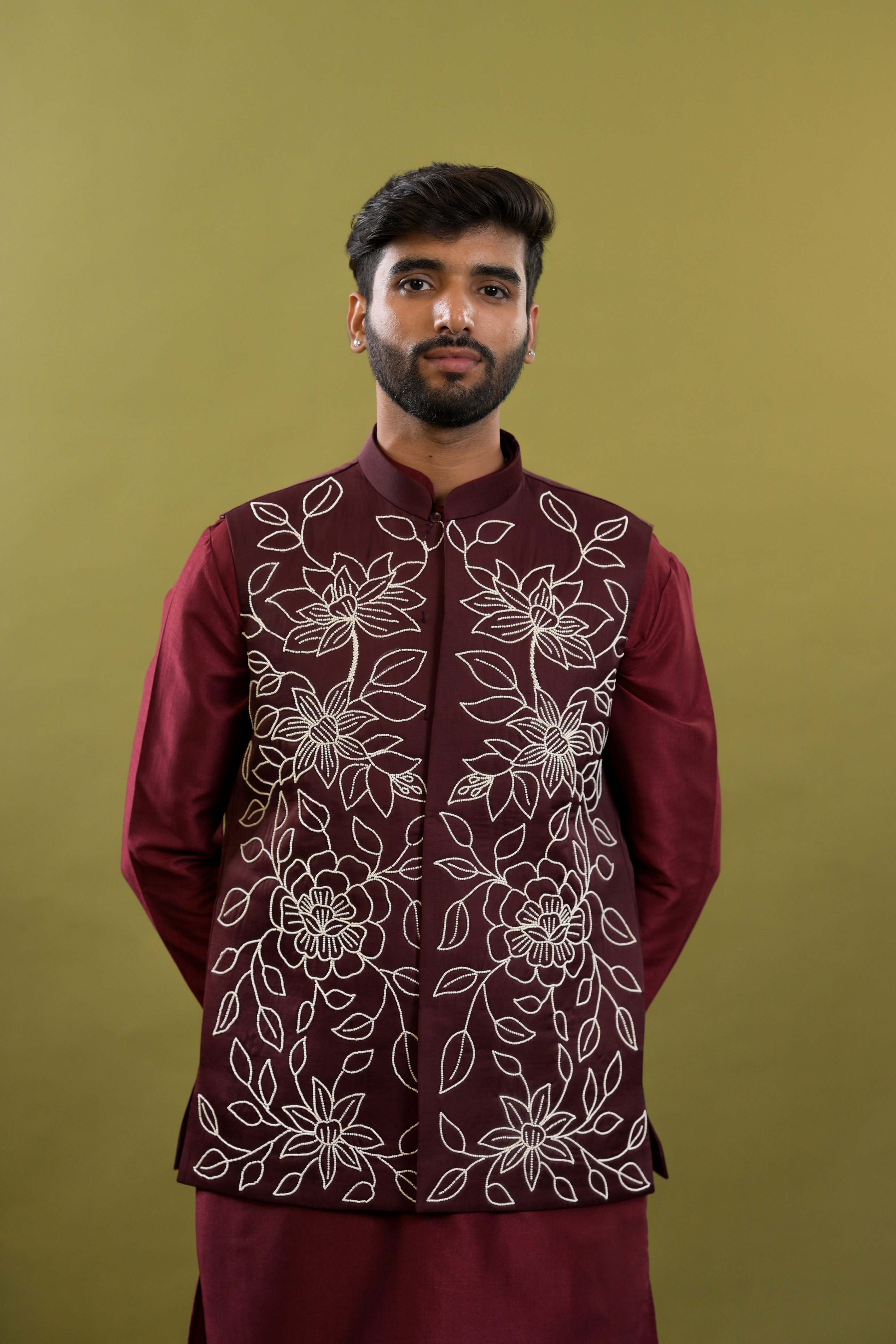 Handwork Nehru Jacket with kurta pyjama set For Men | Modi Jacket 3 piece set | Indian wedding wear outfits | waistcoat | kurta pant with jacket