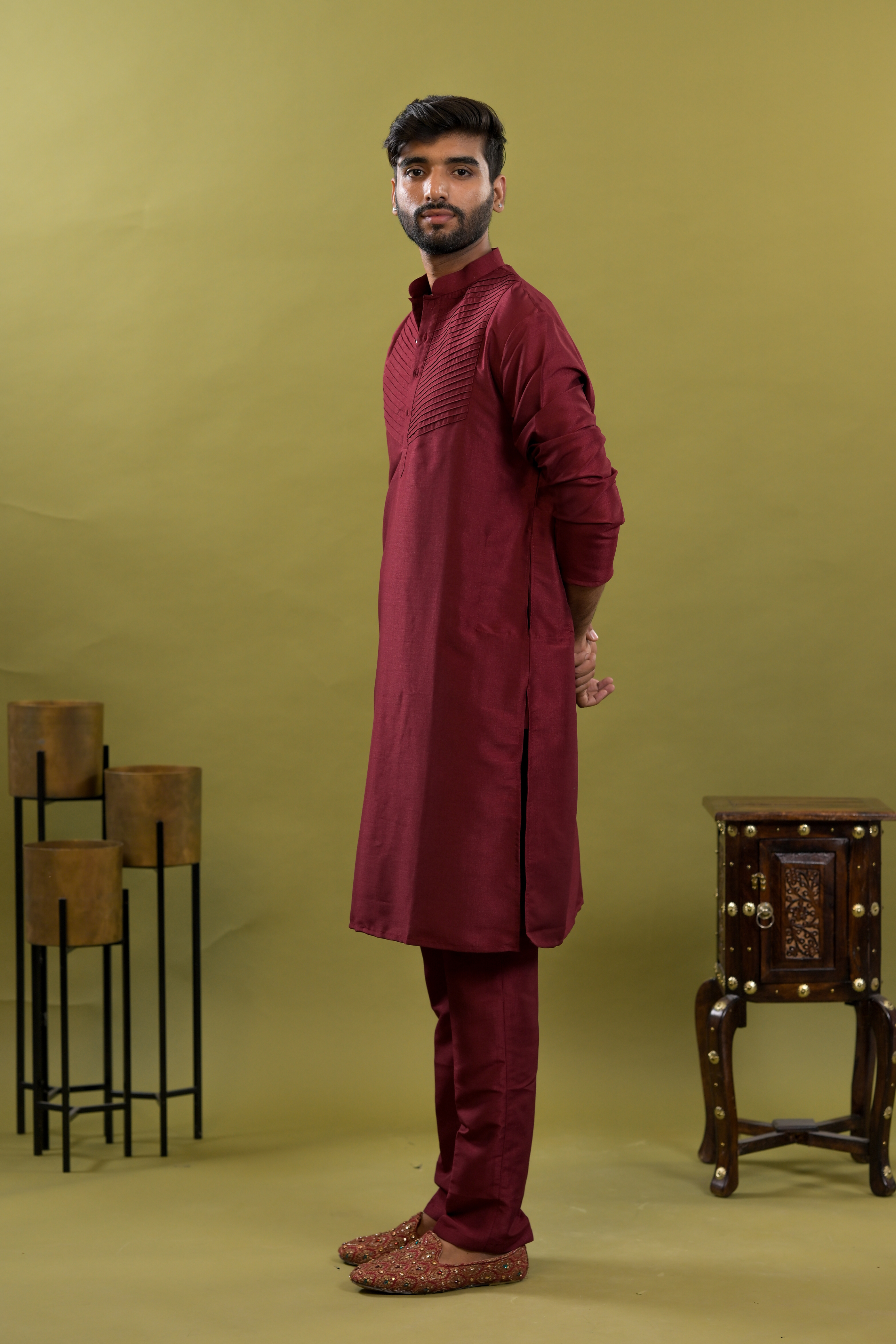 Men's Silk handwork Kurta & pants Set | groom or groomsmen wear | festive kurta
