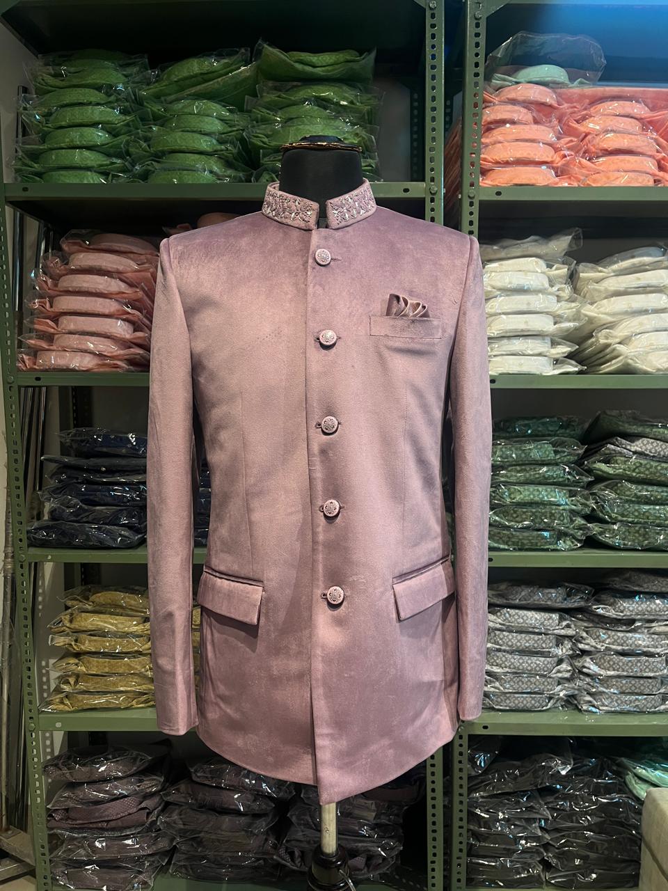 Men's Handwork Nehru Coat | Seude Fabric Coat | Bandgala | Indowestern | Groom and Groomsmen Outfit