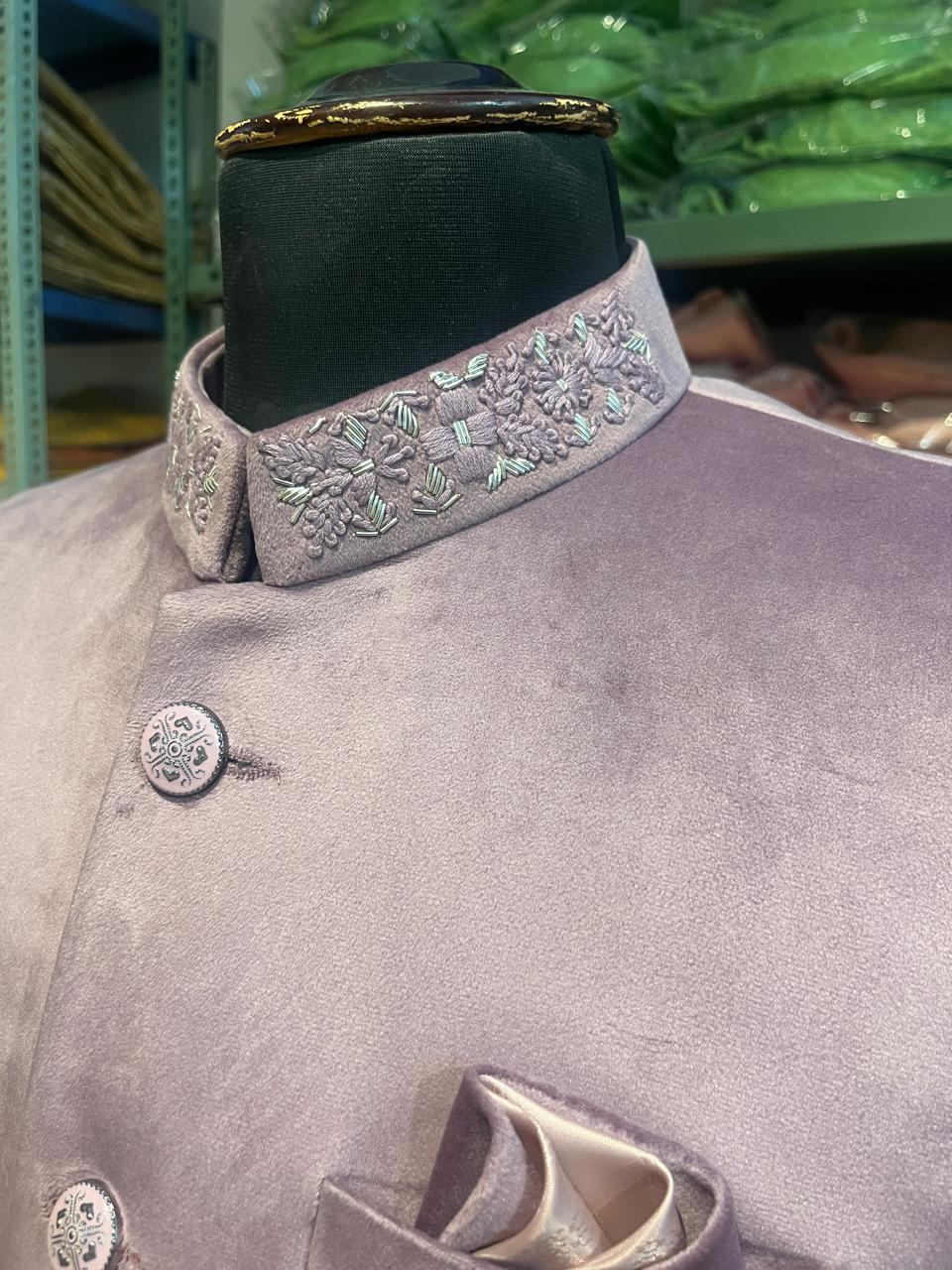 Men's Handwork Nehru Coat | Seude Fabric Coat | Bandgala | Indowestern | Groom and Groomsmen Outfit