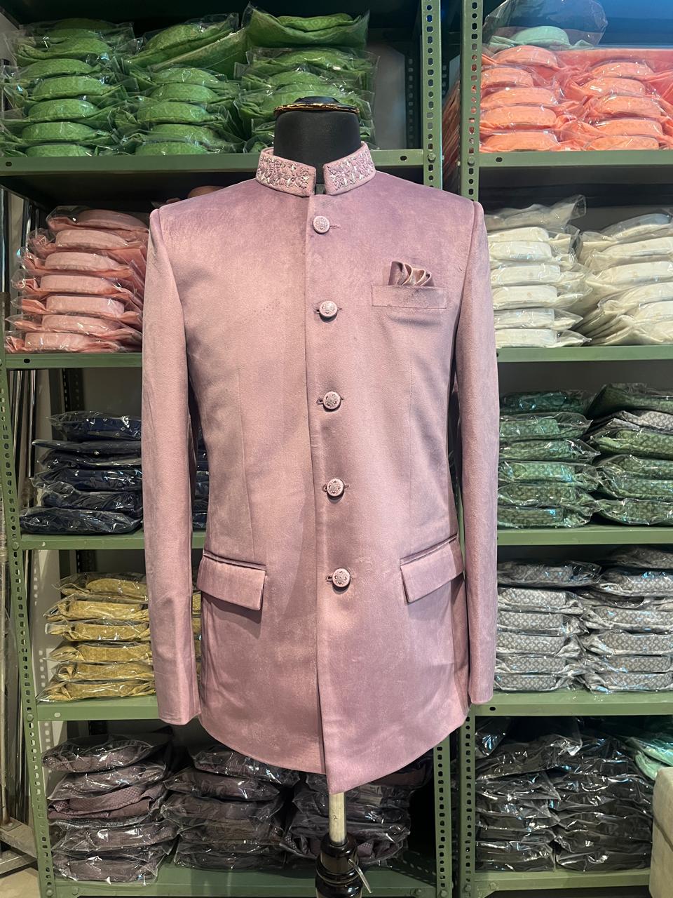 Men's Handwork Nehru Coat | Seude Fabric Coat | Bandgala | Indowestern | Groom and Groomsmen Outfit