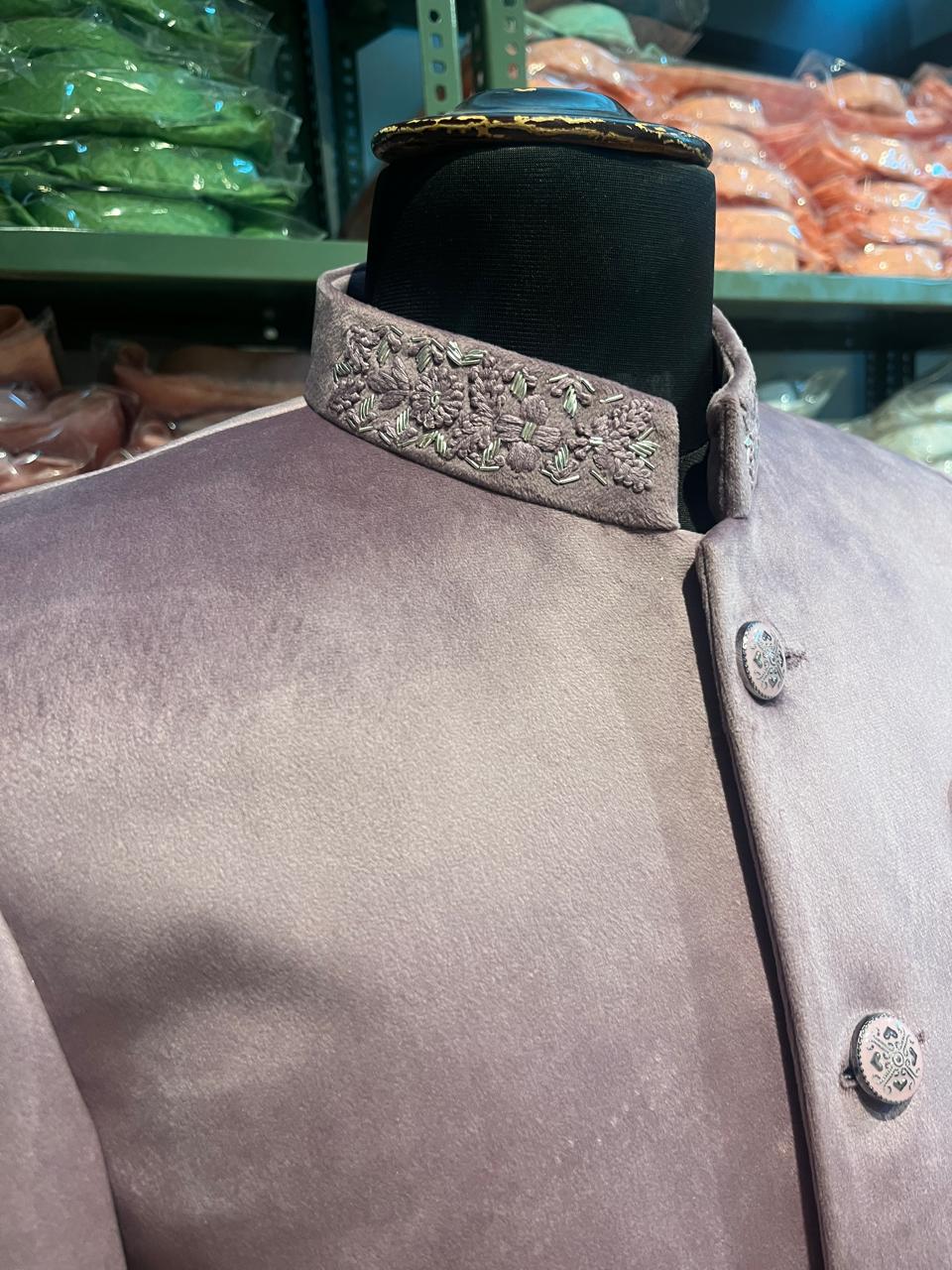 Men's Handwork Nehru Coat | Seude Fabric Coat | Bandgala | Indowestern | Groom and Groomsmen Outfit