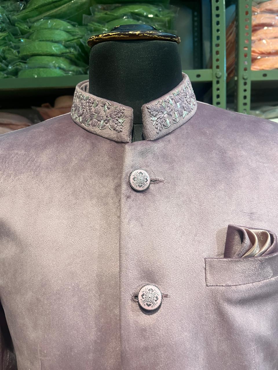 Men's Handwork Nehru Coat | Seude Fabric Coat | Bandgala | Indowestern | Groom and Groomsmen Outfit