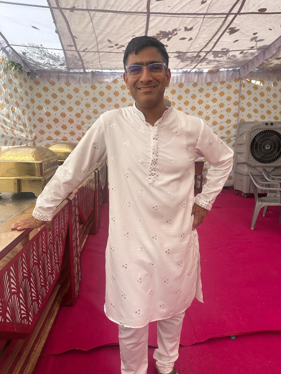 Men's Handwork Silk handwork Kurta & pants Set