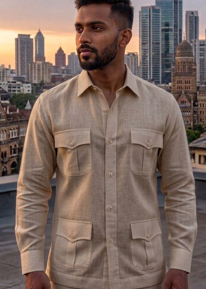 Linen Safari shirts for men |  summer wedding outfit for men | resort wear | beach wear | beach wedding outfit