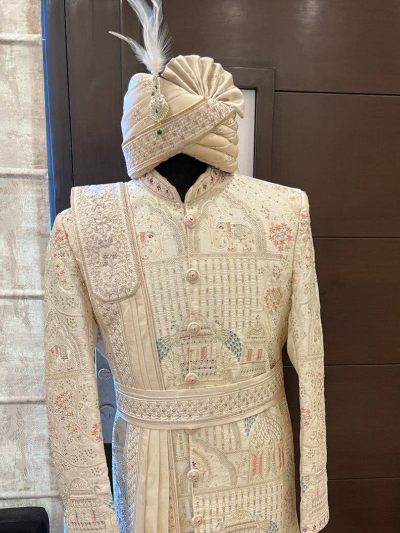 Turban with stole and broach set for men | Pheta (Turban Safa) set For Men For Wedding/marriage And Traditional Function