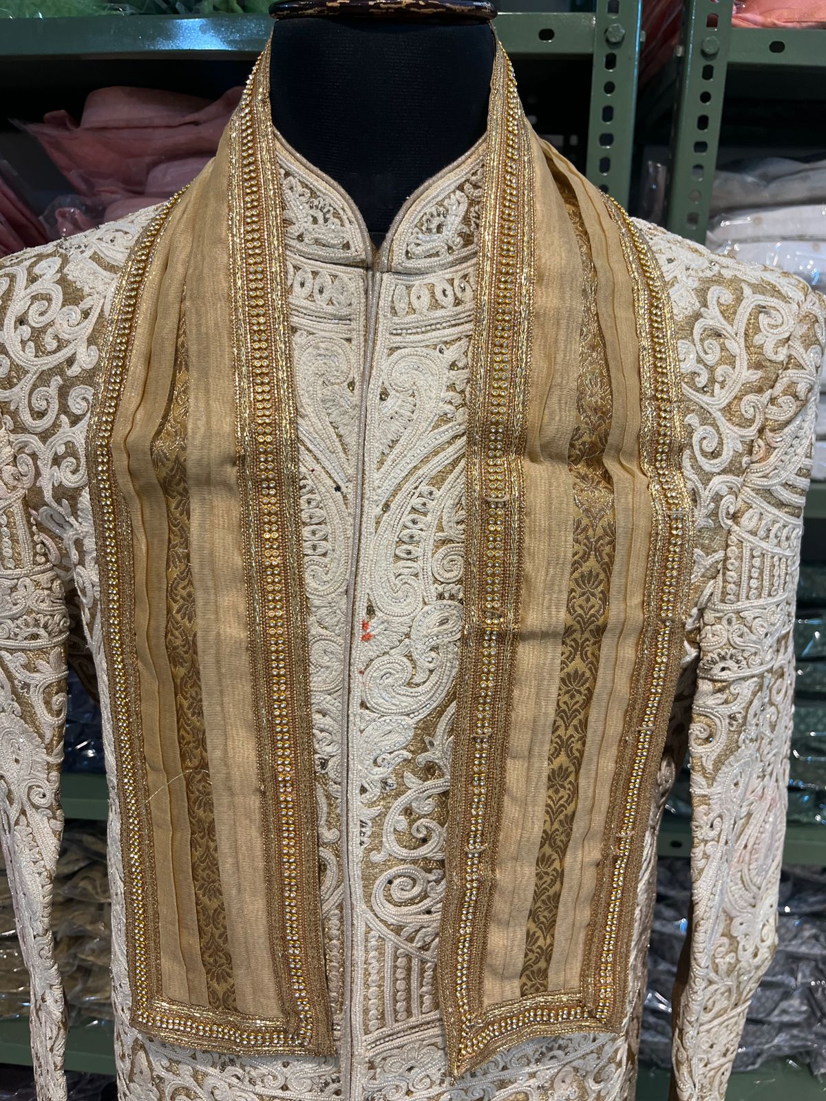 Golden Handwork Stole for wedding