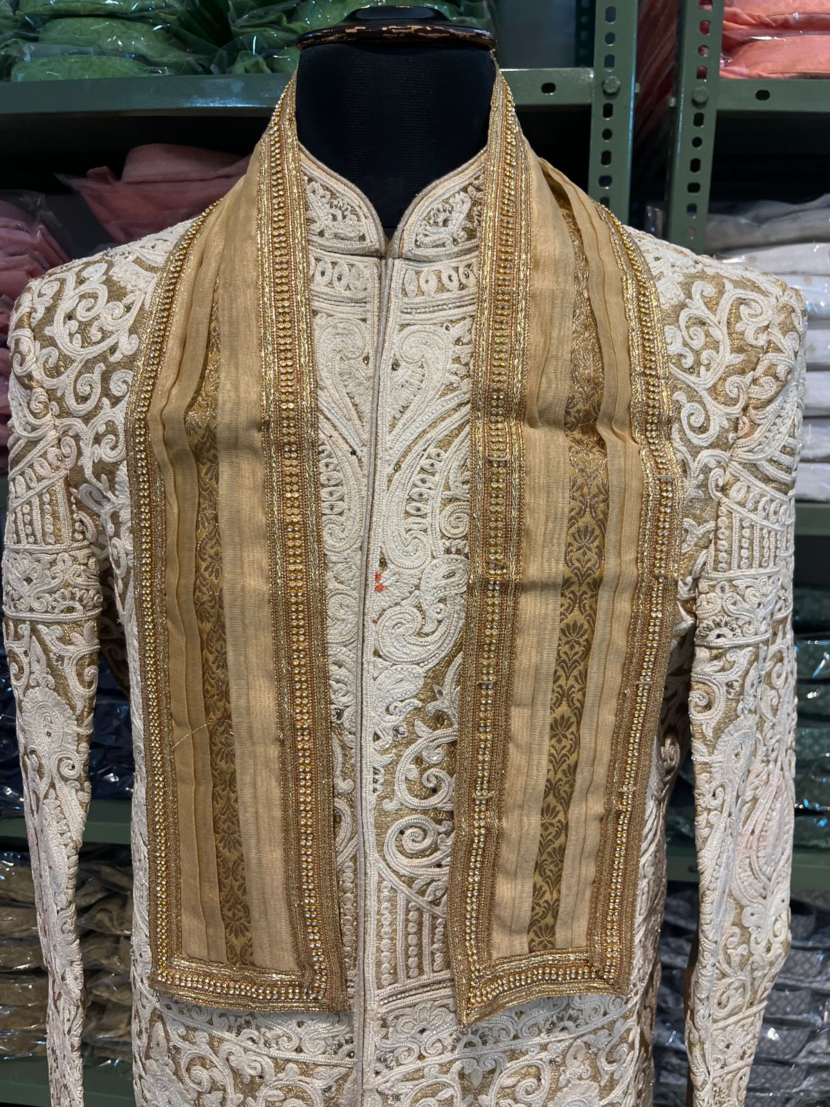 Golden Handwork Stole for wedding