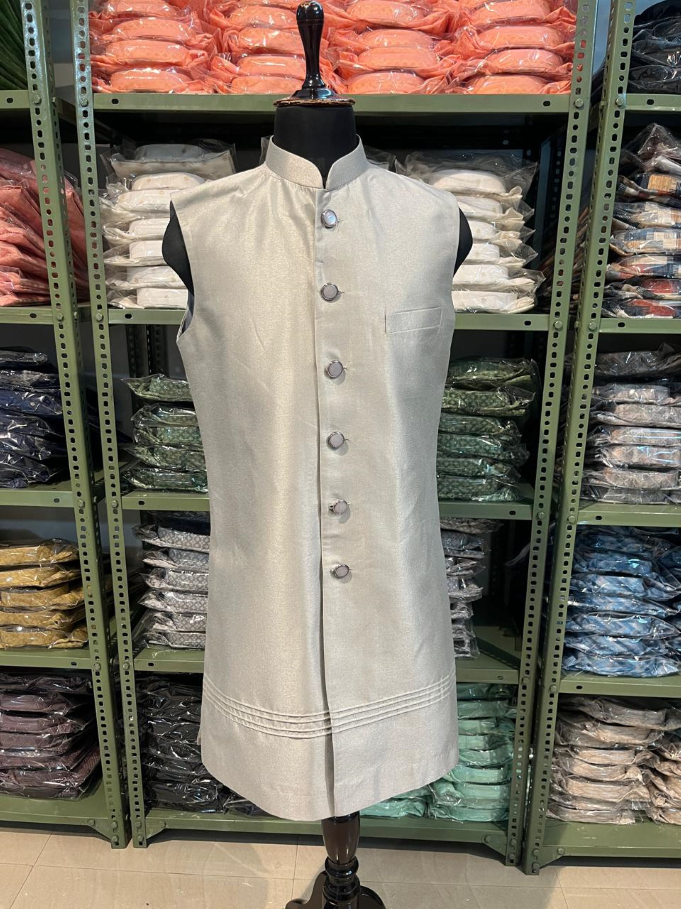 Grey Men's Indowestern Sherwani Pant Set