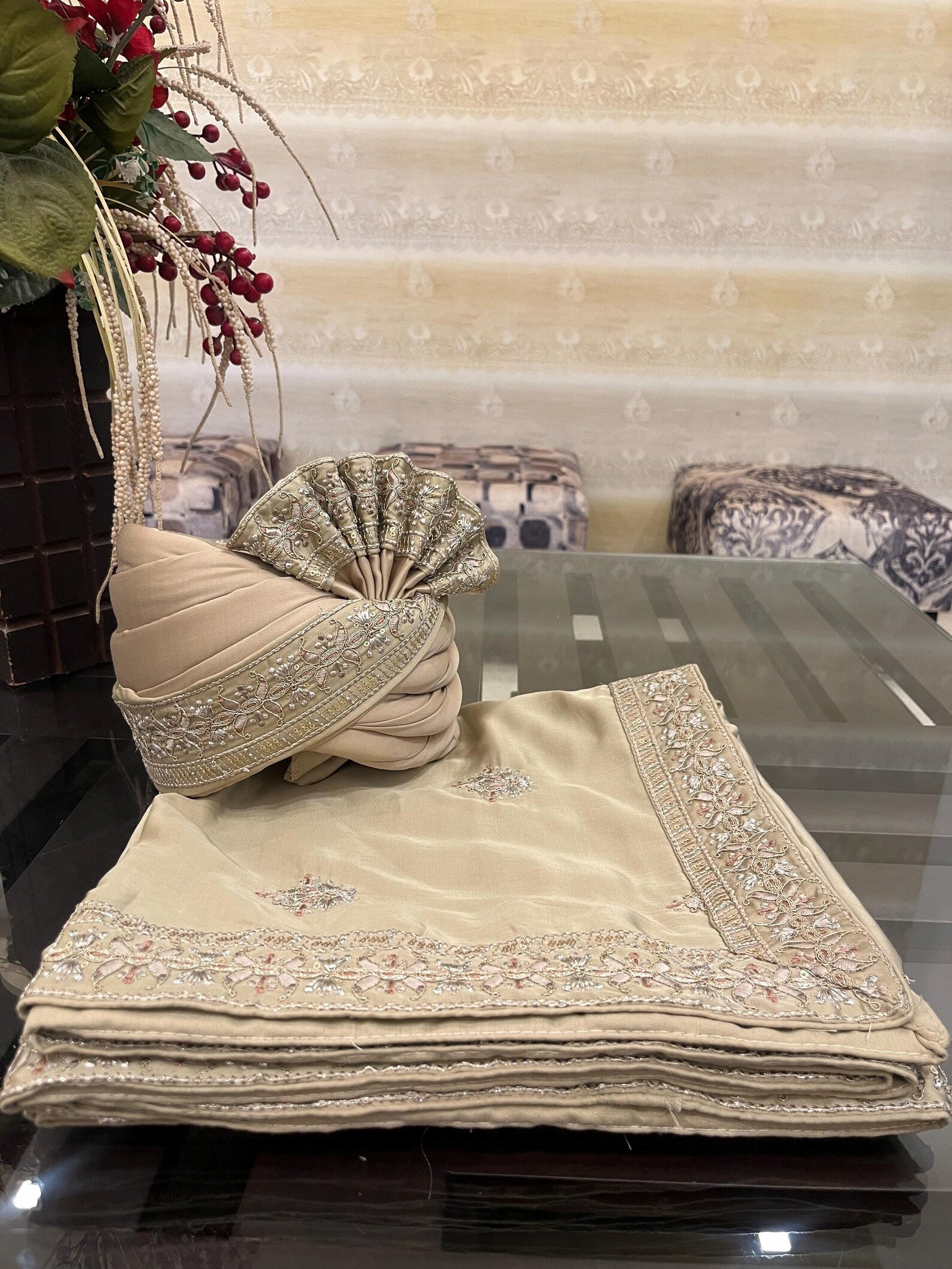 Traditional Turban /Safa/Pheta with stole set For Men For Wedding/marriage And Traditional Function