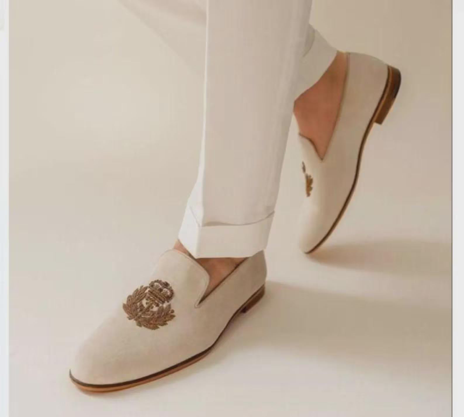 Punjabi Jutti For Men's Gold Traditional Handmade Wedding Bridal Shoes Ethnic Mojari Flat Khussa Jooti | Mojari Stylish Juttis | Silk Weaving Brocade